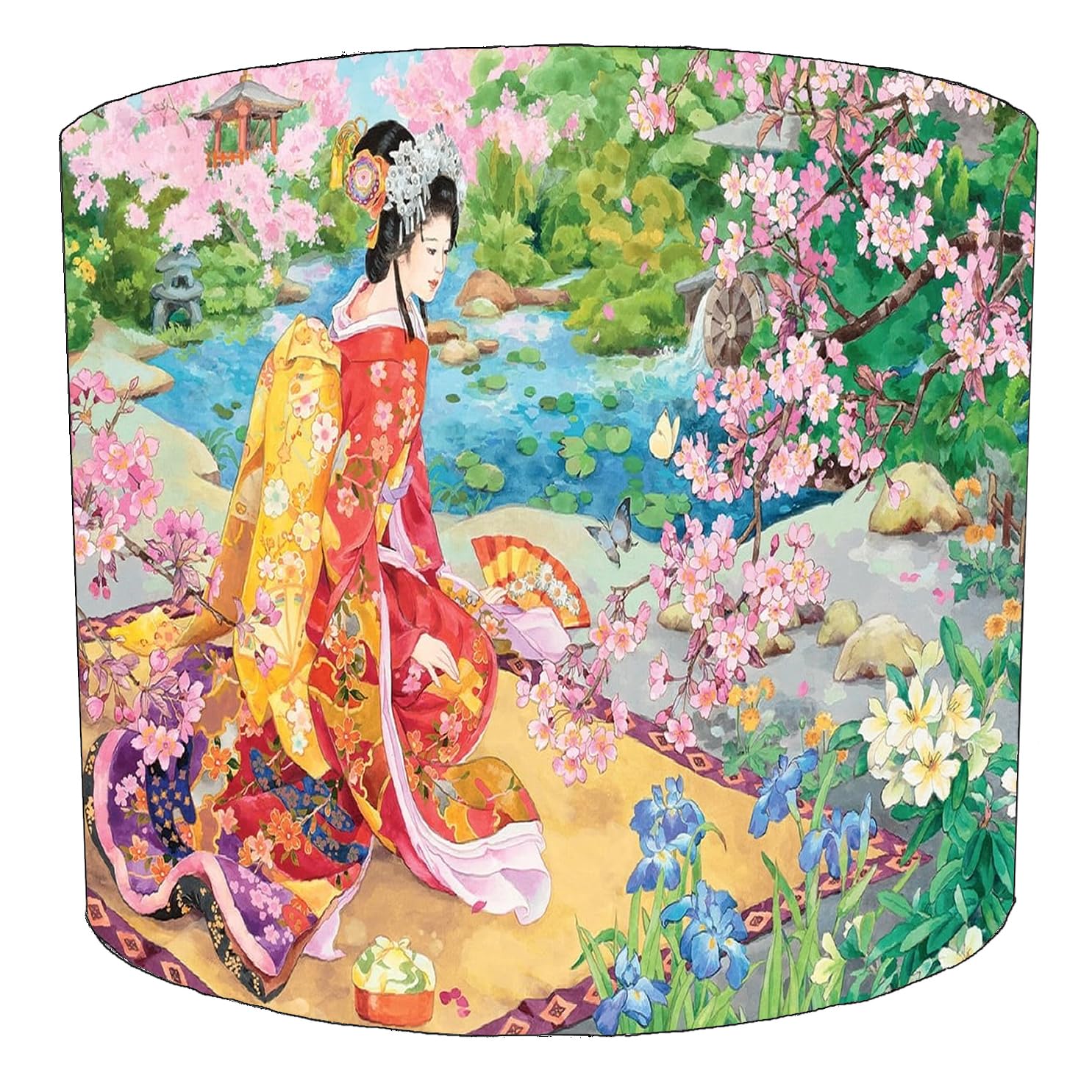 Japanese Oriental Geisha Girl Art Lampshade in 3 Sizes for Ceiling Light Shade Pendant or Table Lamp Asian Far East Painting