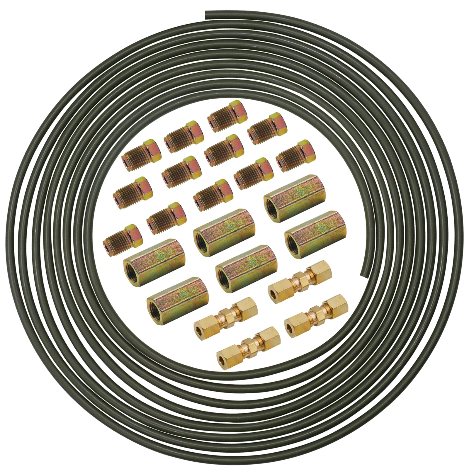 Cable de freno de 5 m, juego de 3/16 pulgadas (4,75 mm de diámetro) con conector de línea de freno M10, accesorios y tubo de repuesto para coche, DIN cobre, surtido