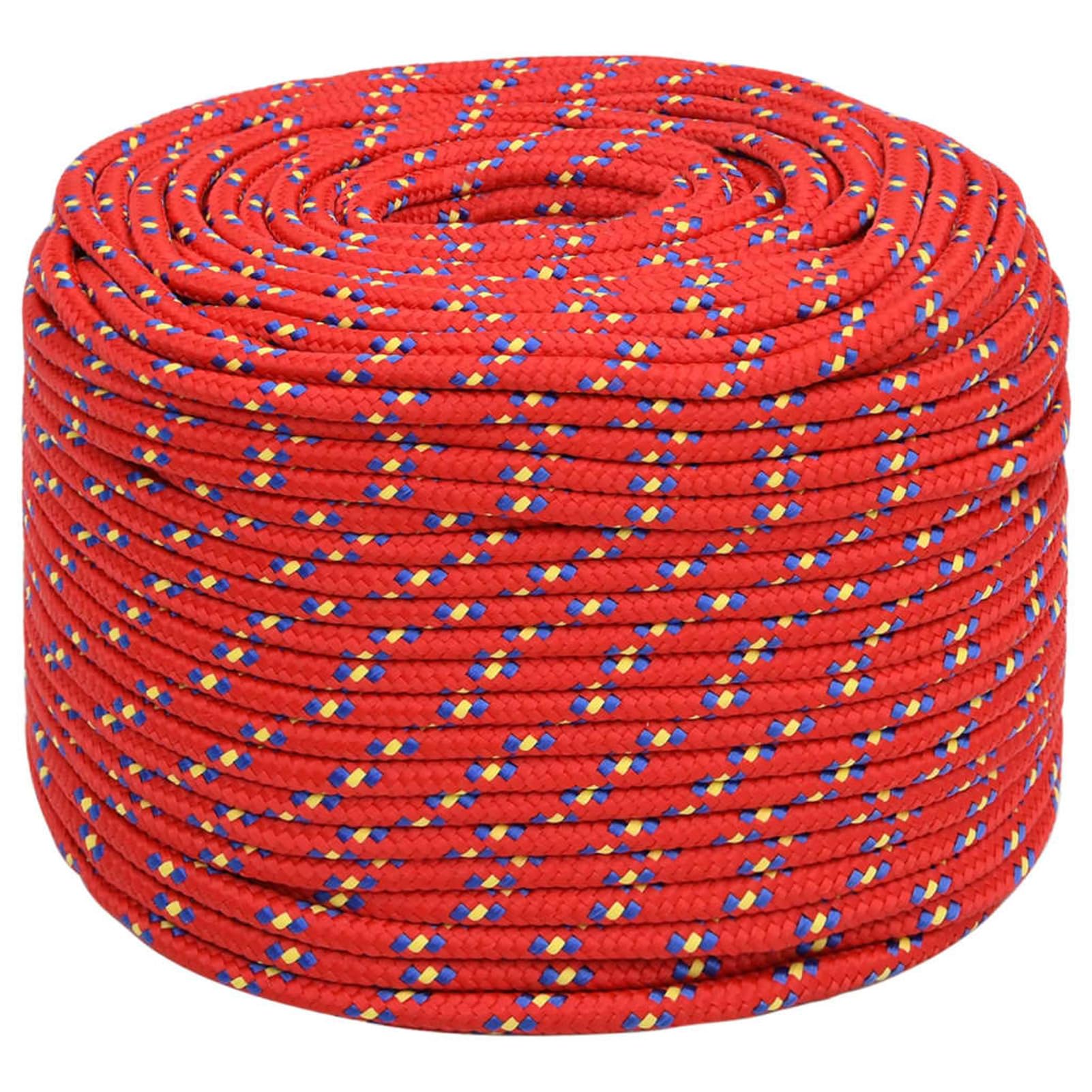 Cuerda de Barco de Polipropileno 8mm x 25m, Resistente a la Intemperie, Alta Resistencia a la Rotura de 420kg, Ideal para Navegación, Camping y Uso Marino - Color Rojo