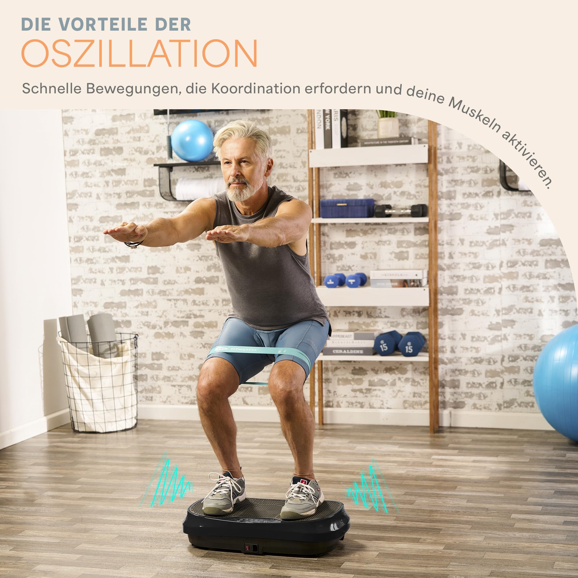 LifePro Waver Mini Vibrationsplatte mit Fernbedienung & Trainingsbändern – Kompakte Ganzkörper-Vibrationsplatte für Lymphdrainage und Muskelstraffung, 99 Geschwindigkeitsstufen, 10 Programme
