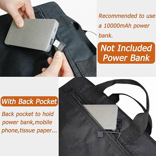 Miniatura 3 de Asiento de estadio portátil con calefacción, cojín de asiento térmico delgado con bolsillo, asientos de estadio para gradas, almohadilla para silla