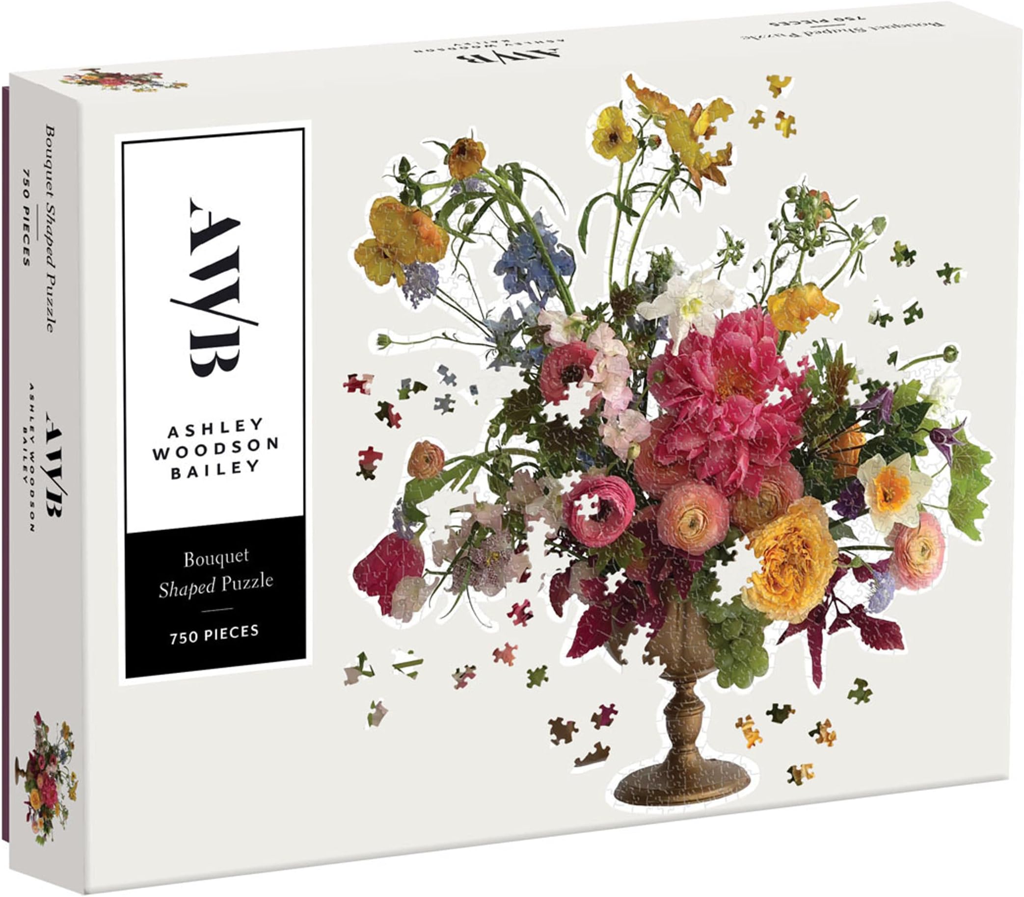 Galison Ashley Woodson Bailey Bouquet Puzzle - 750 Piece Shaped Puzzle Featuring Beautiful Artwork of A Flowery Bouquet