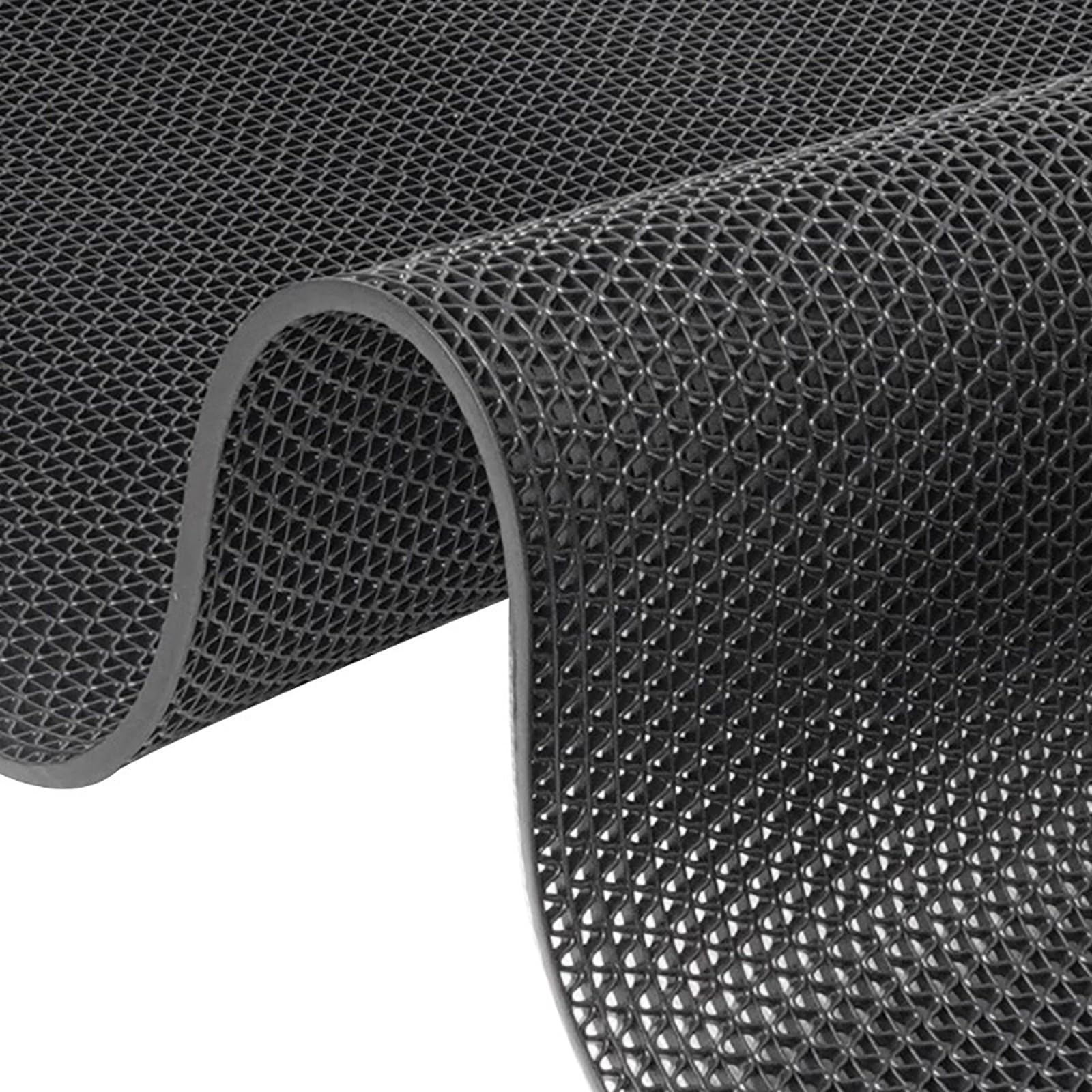 Drainage Non Slip Mats 3'x16.4' Heavy Duty Commercial Floor Mat Mesh Hollow Door Mat Roll for Swimming Pool Bathroom Kitchen Garage Indoor Outdoor Wet Area (Black, 0.9×5M/3×16.4FT)
