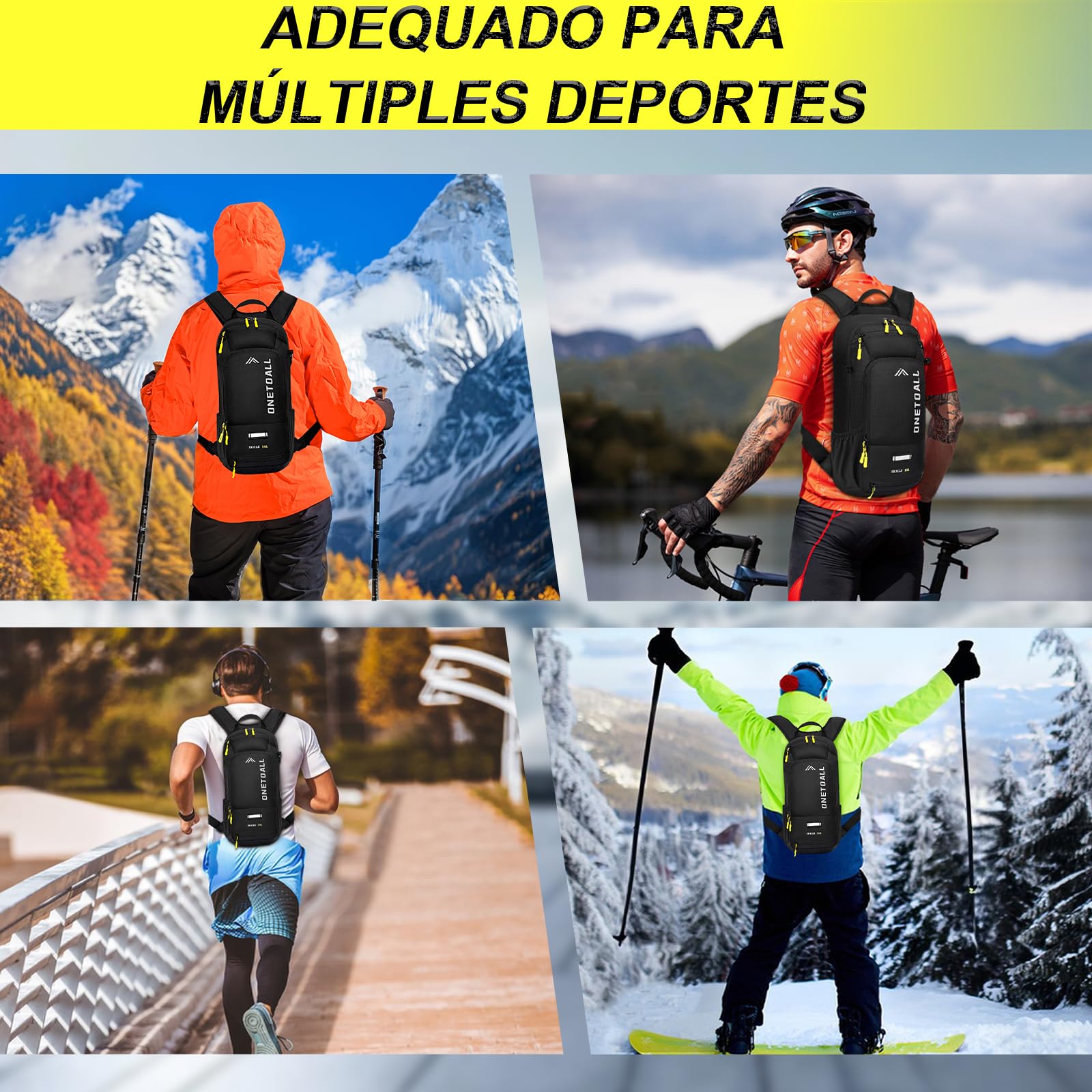 LOCAL LION Mochila Ciclismo 10 Litros, Mochila MTB de Hidratación, Mochila Bicicleta Montaña Pequeña Ligera con Funda Impermeable y Funda Casco para Bici Enduro Running Esqui Ski para Hombre y Mujer
