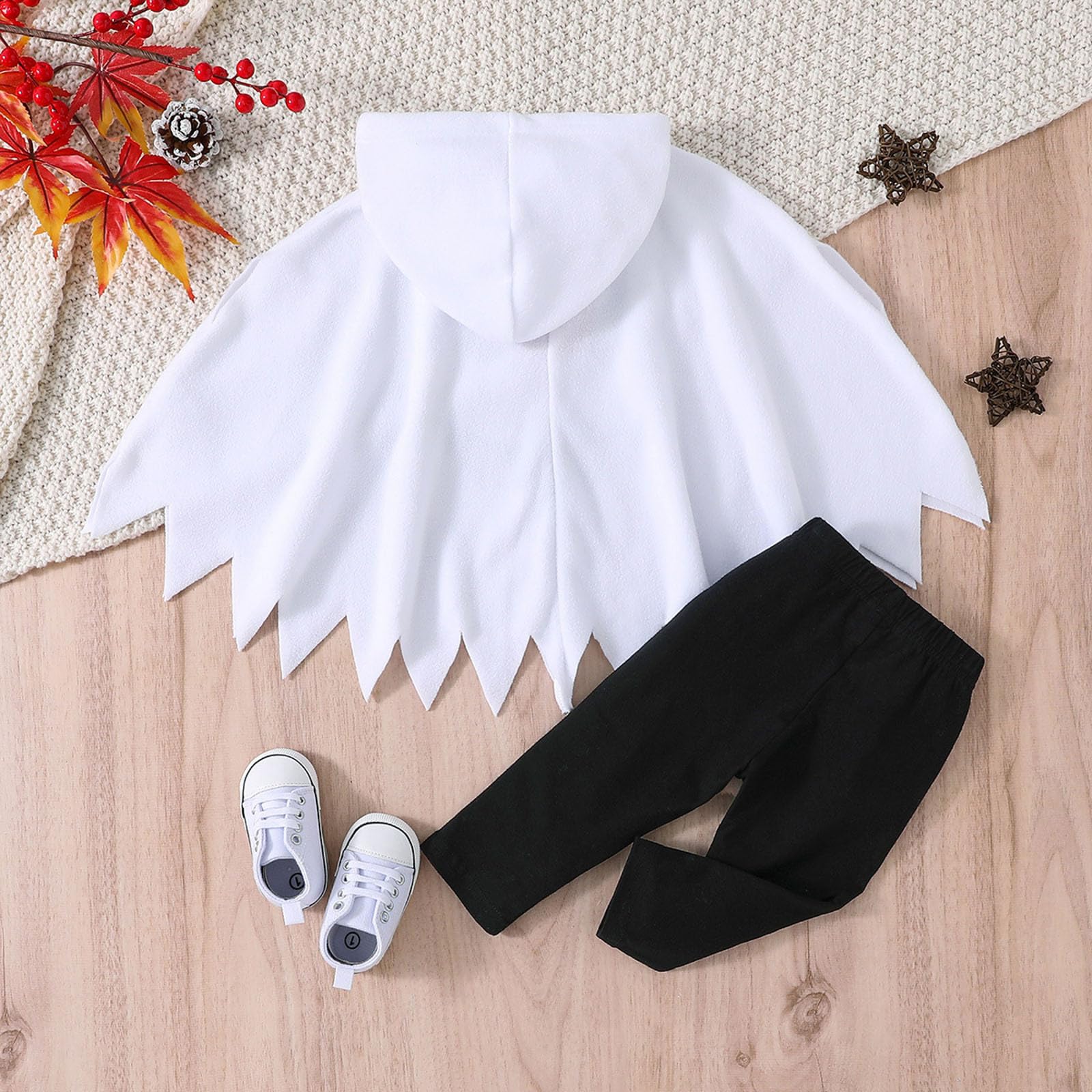 Genérico Conjunto Infantil Halloween Estampado Capucha Camiseta Manga Larga Pantalón Largo Disfraz Capa Niña Niño Ropa Traje