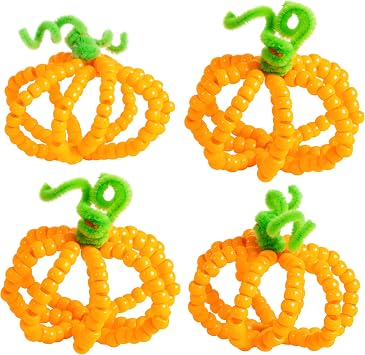READY 2 LEARN Halloween Crafts, Create Your Own Bead Pumpkins, Set of 4