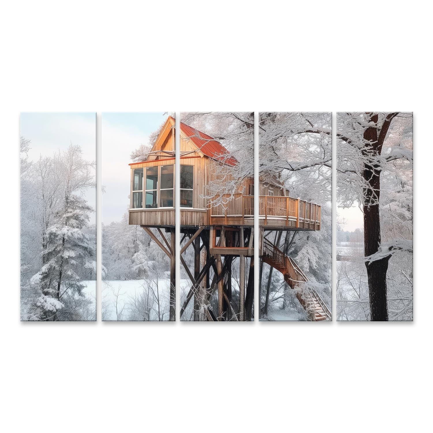 islandburner cuadro sobre lienzo casa del árbol en el bosque invernal de Finlandia fotografía exterior imágenes murales carteles