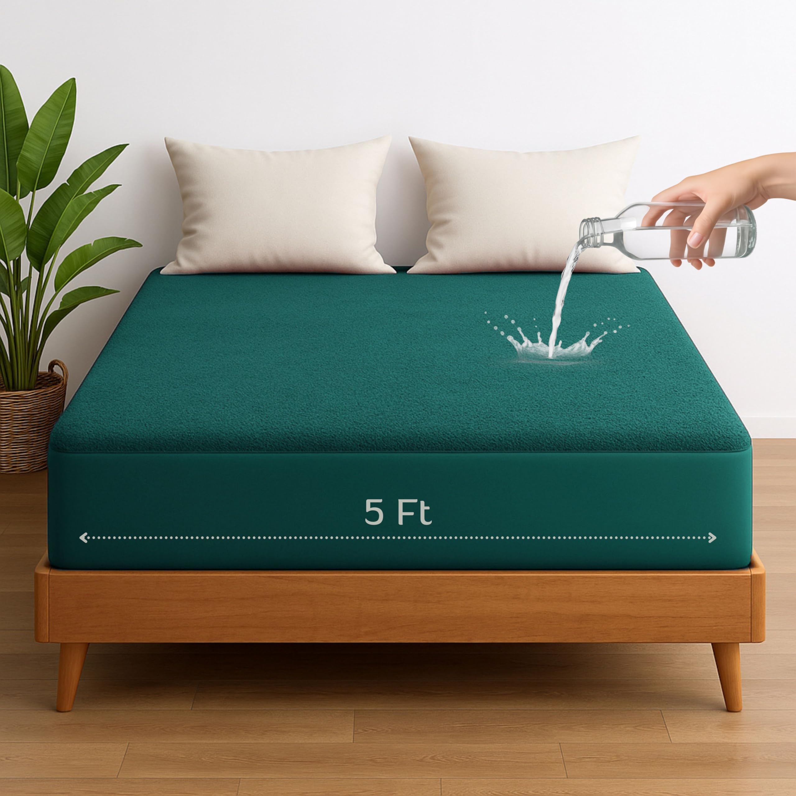 Vastrora 100% Waterproof Mattress Protector | Pee & Urine Proof Mattress Cover | Queen Size (5x6 Ft | 60x72 Inch) | Soft Terry Cotton Elastic Fitted Bed Protector | Breathable, Noiseless Bed Cover