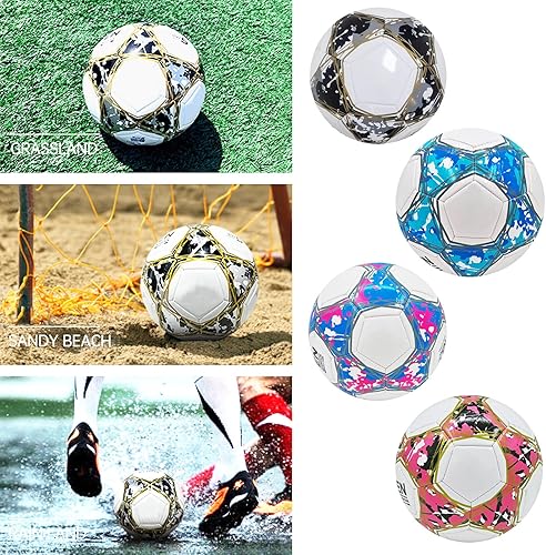 Miniatura 4 de ABAJI Balón de fútbol tamaño 3 4 5 entrenamiento de práctica niños niñas regalo de cuero más grueso anti explosión interior exterior viene con aguja