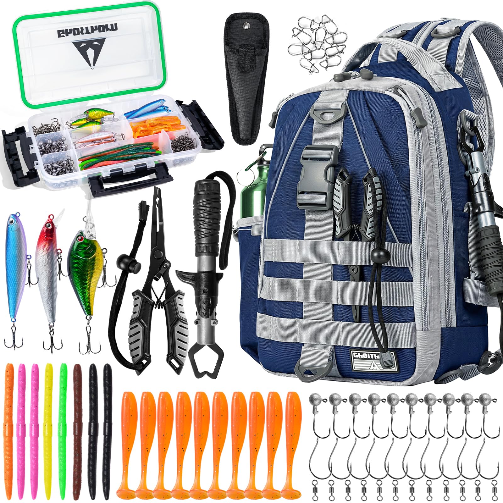 Ghosthorn Fishing Backpack & Tackle Box Set -10 Ghosthorn Fishing Backpack & Tackle Box Set -10