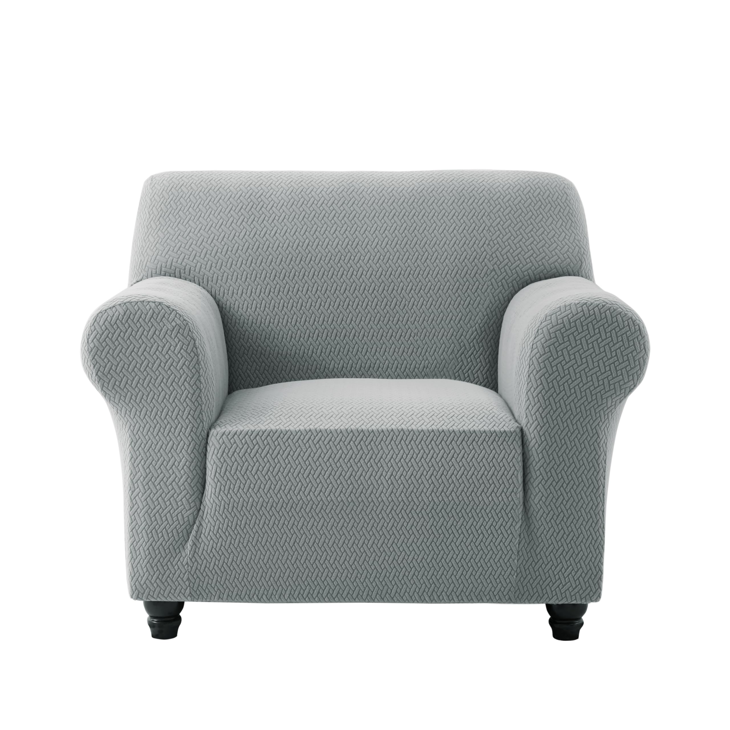 AMEHA High Stretch Sofa Cover Elastic Fit Chair Covers Non Slip Slipcovers Spandex T Shape Couch Armchair Cover Furniture Protector - Grey, 1 Seater