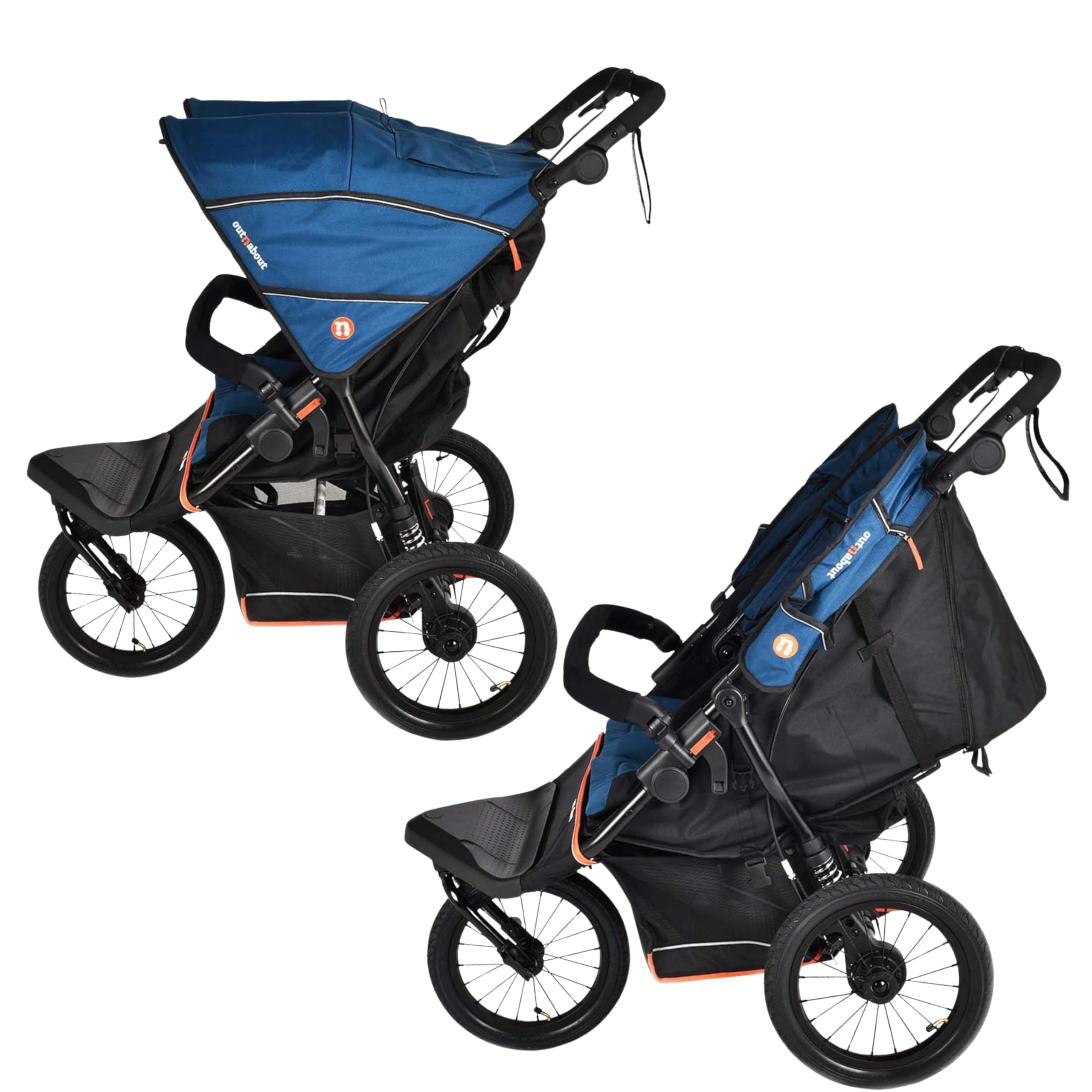 Out'n'About Nipper - Passeggino doppio modello V6+ e parapioggia, passeggino da corsa certificato, leggero per tutti i terreni con una sola mano, doppia carrozzina con sospensioni, ruote gonfiate ad