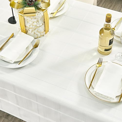 Miniatura 5 de Mantel rectangular a cuadros, impermeable, a cuadros, elegante, resistente a las arrugas, decorativo de tela de rejilla para cocina, comedor o al