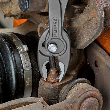 KNIPEX 82 01 200 TwinGrip Pliers, 8-inch | Slip joint pliers with push button adjustment