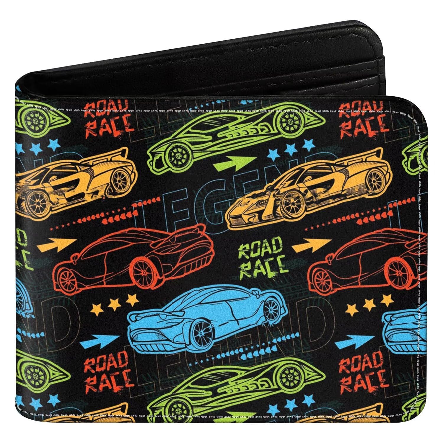 Boys Wallet Car Leather Wallets Credit Id Card Cash Holder Black Rfid Blocking Zipper Cute Cool Funny Aesthetic Race Car Wallets With Coin Pocket Id