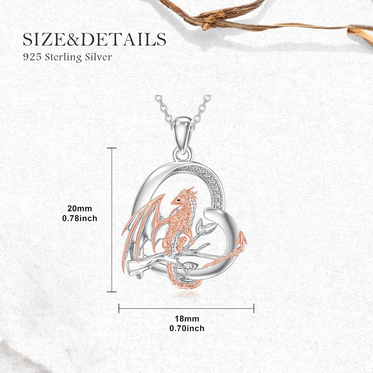 Diamond Dragon Necklace for Women 925 Sterling Silver Dragon Heart Pendant Necklace with Lab Grown Diamond Jewelry Gifts for Mom Wife