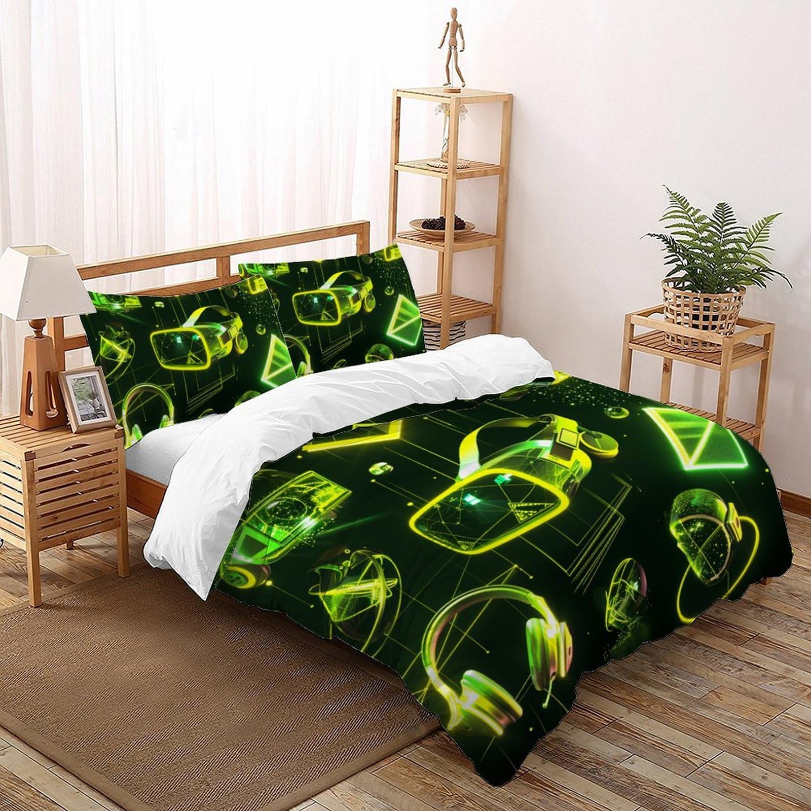 Housses de couette ensemble simple 3D vert pour lit double 200x200