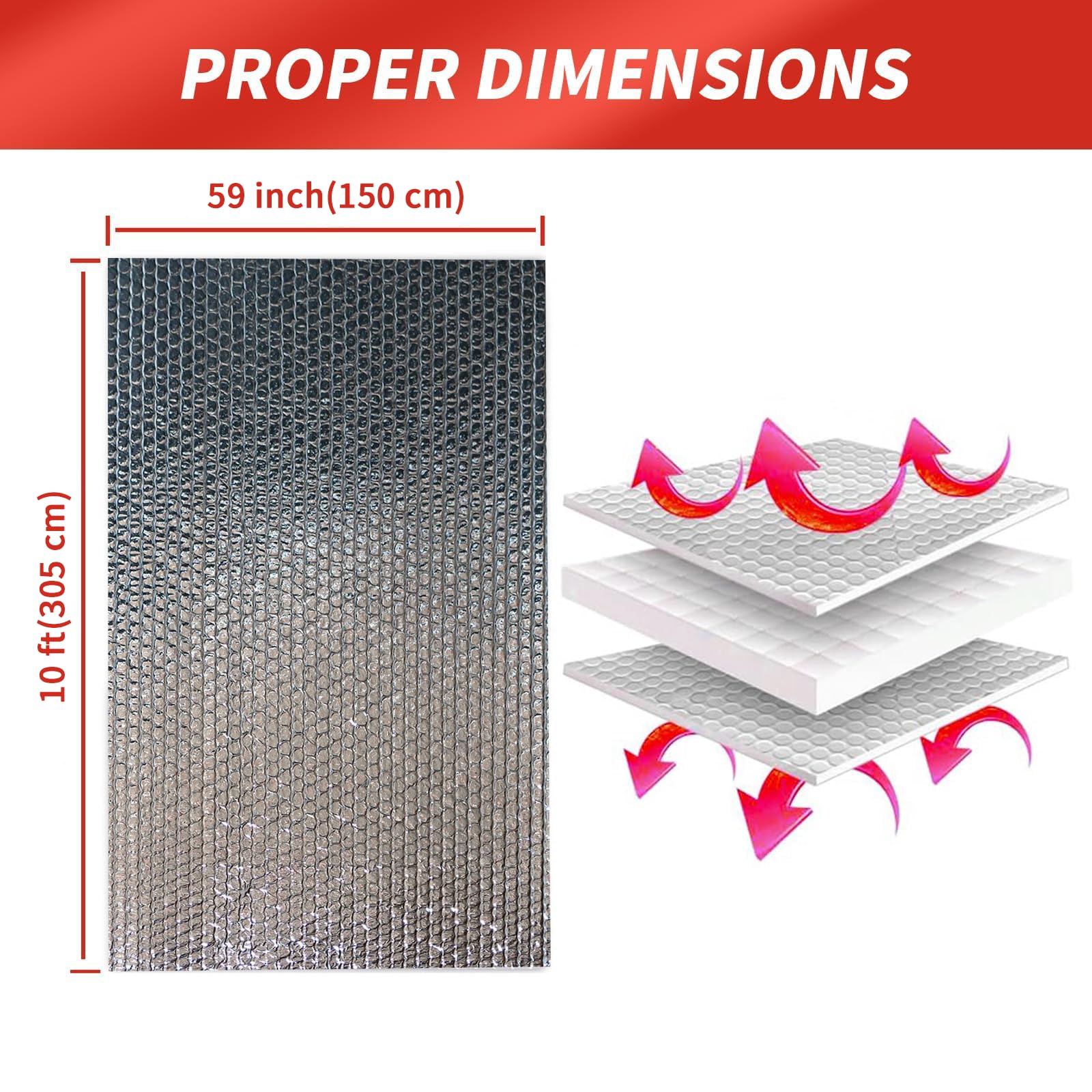Aiglille Reflectix - Aislamiento térmico Reflectix de doble burbuja de 59 pulgadas de ancho x 10 pies de largo, aislamiento térmico para ventana de caravana, aislamiento de ventana para calor de