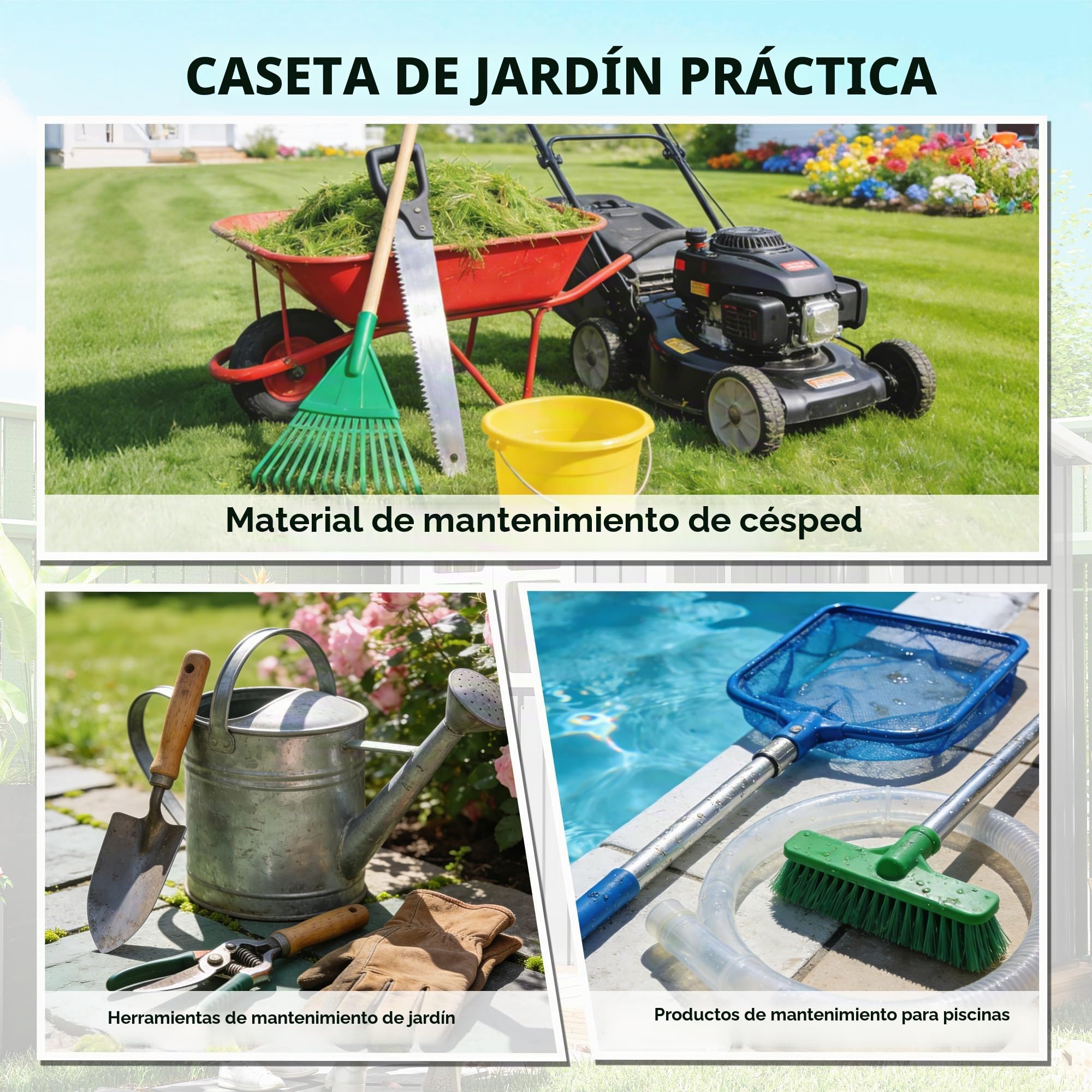 Outsunny - Cobertizo de jardín de metal, 1,37 m², 163 x 90 x 179 cm, acero galvanizado, armario de jardín Adossable con 2 rejillas de ventilación y techo inclinado antiUV - cabina de almacenamiento