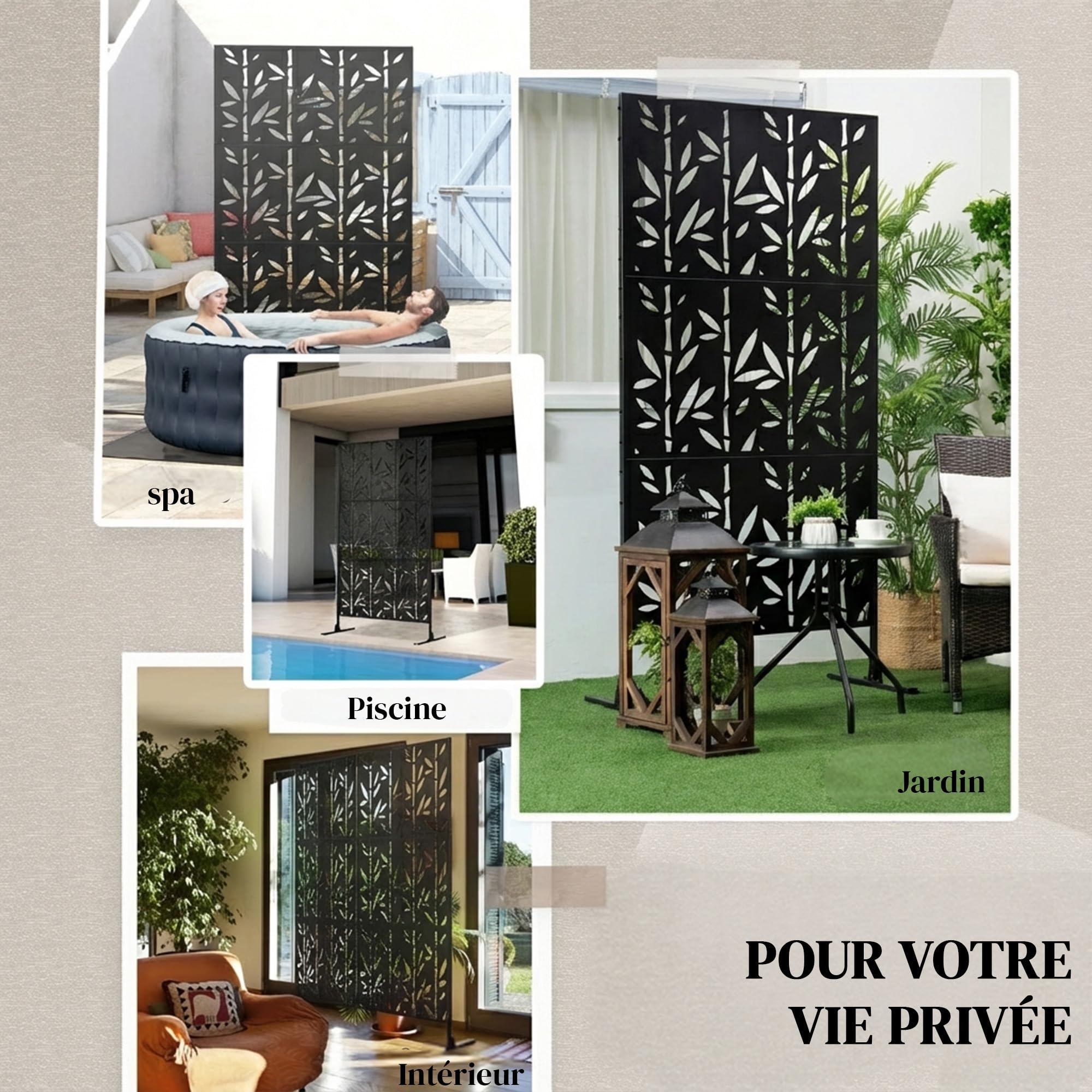 Outsunny Panneau Brise Vue décoratif Extérieur, 92 x 40 x 192 cm, Noir