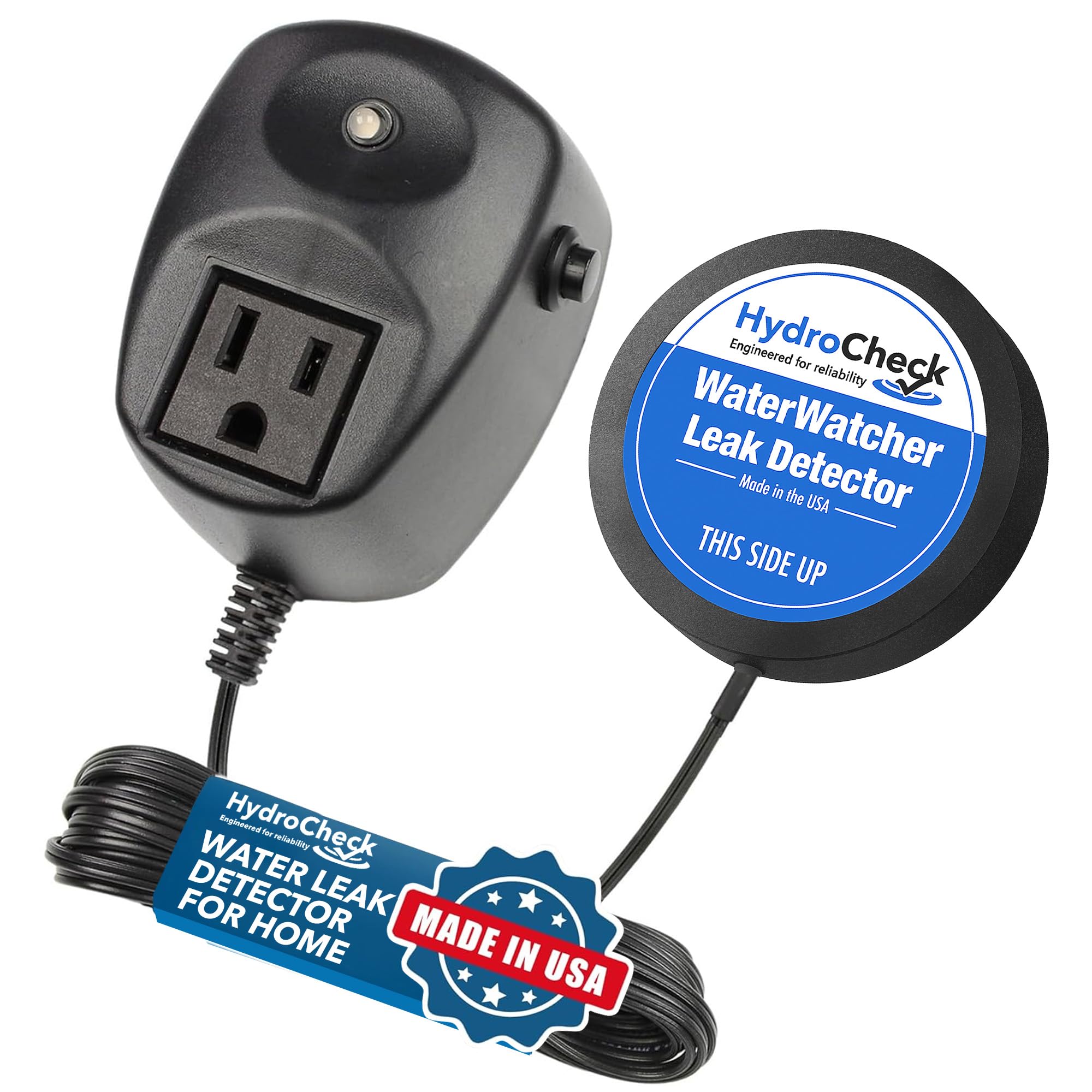 Water Sensor Alarm, Smart Water Leak Detector for Home & Basements | Made in The USA | Automatic Flood Detectors and Water Alarm, Pure Water Capable (WaterWatcher)
