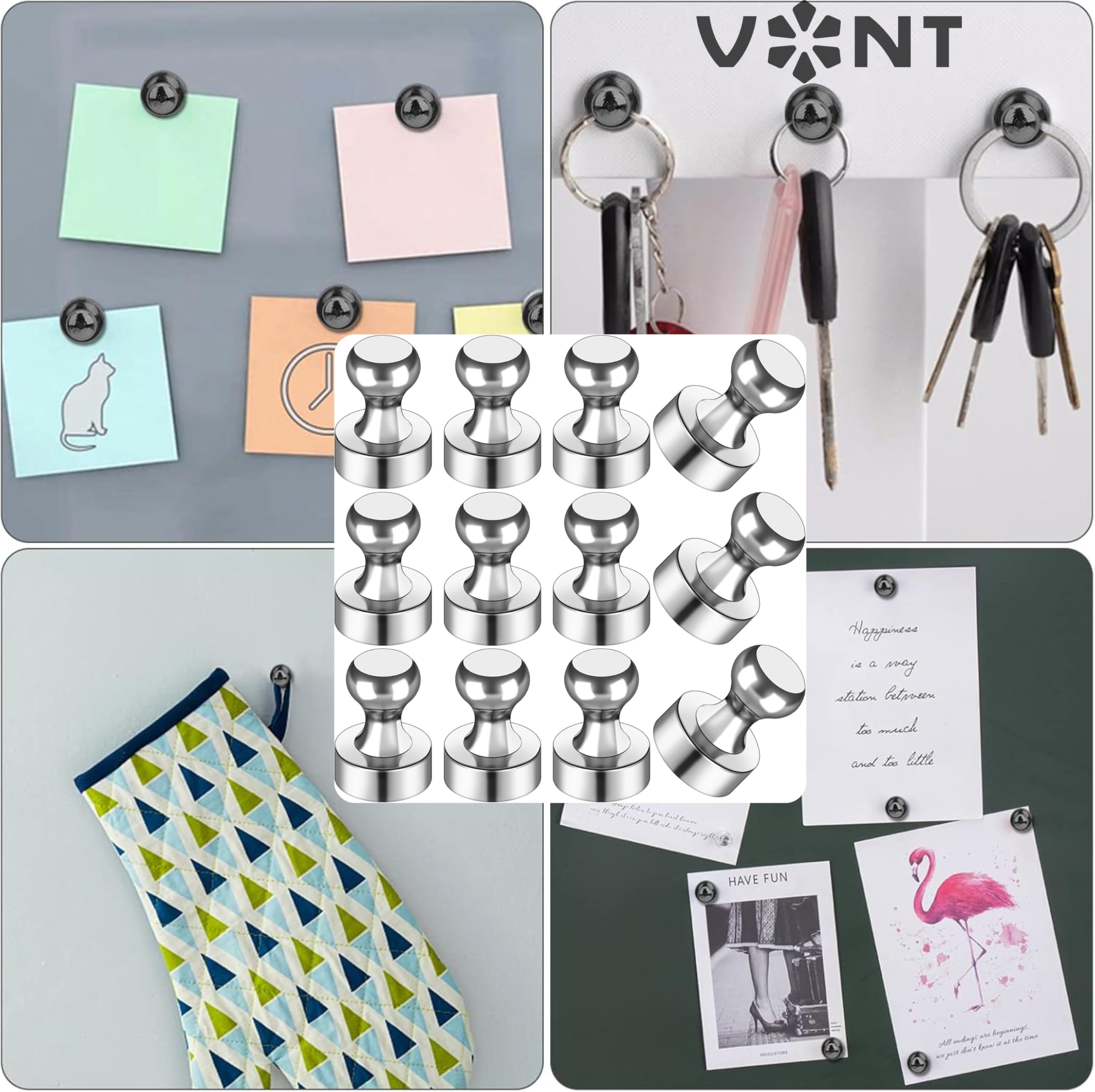 - VONT Mini Fridge Neodymium Magnets with a Storage Box Cone Handle for Kitchen Magnetic Board Whiteboard Notice Board and Office (12)