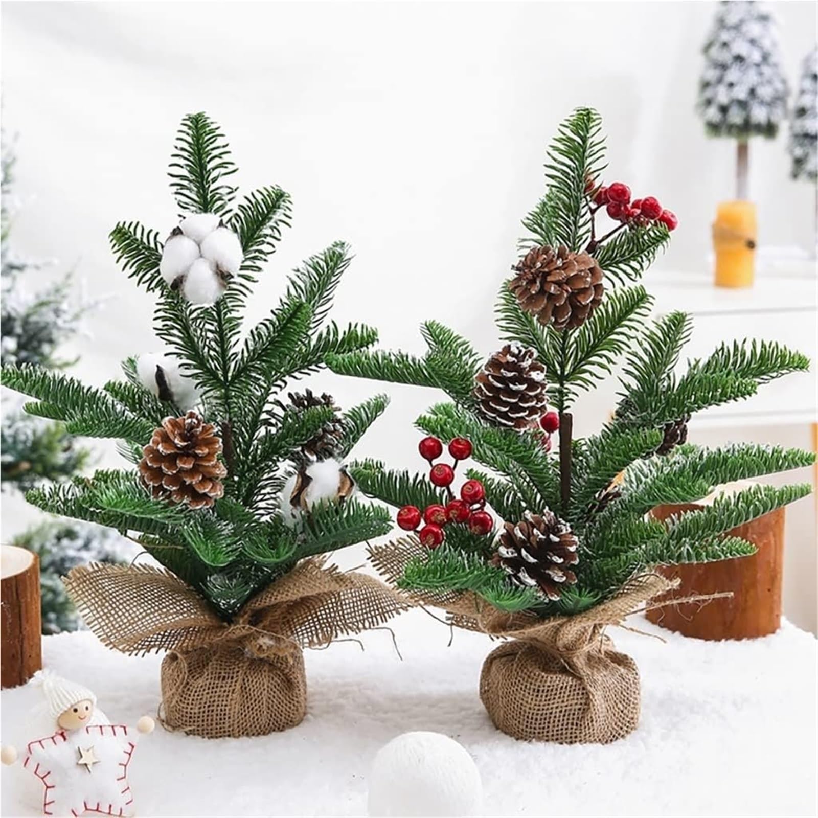 Piccolo albero di Natale da tavolo da 17,7 pollici, decorazioni artificiali for alberi di Natale for la casa Piante artificiali