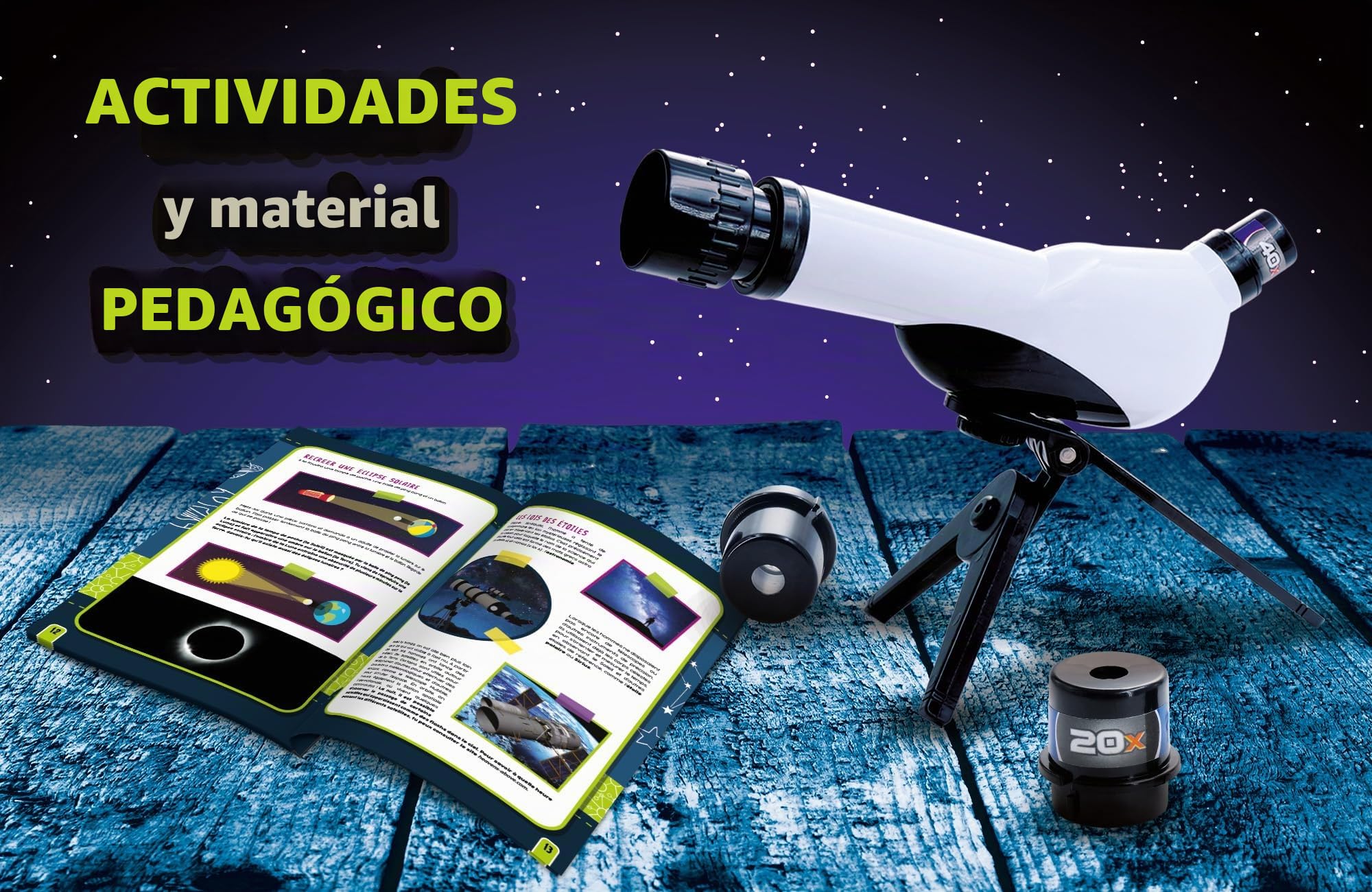 Lisciani I'm A Genius – Telescopio para niños a Partir de 7 años – Juego Educativo de Astronomía – Observación de Las Estrellas y Naturaleza – Zoom x20x30x40 – Idea de Regalo de cumpleaños