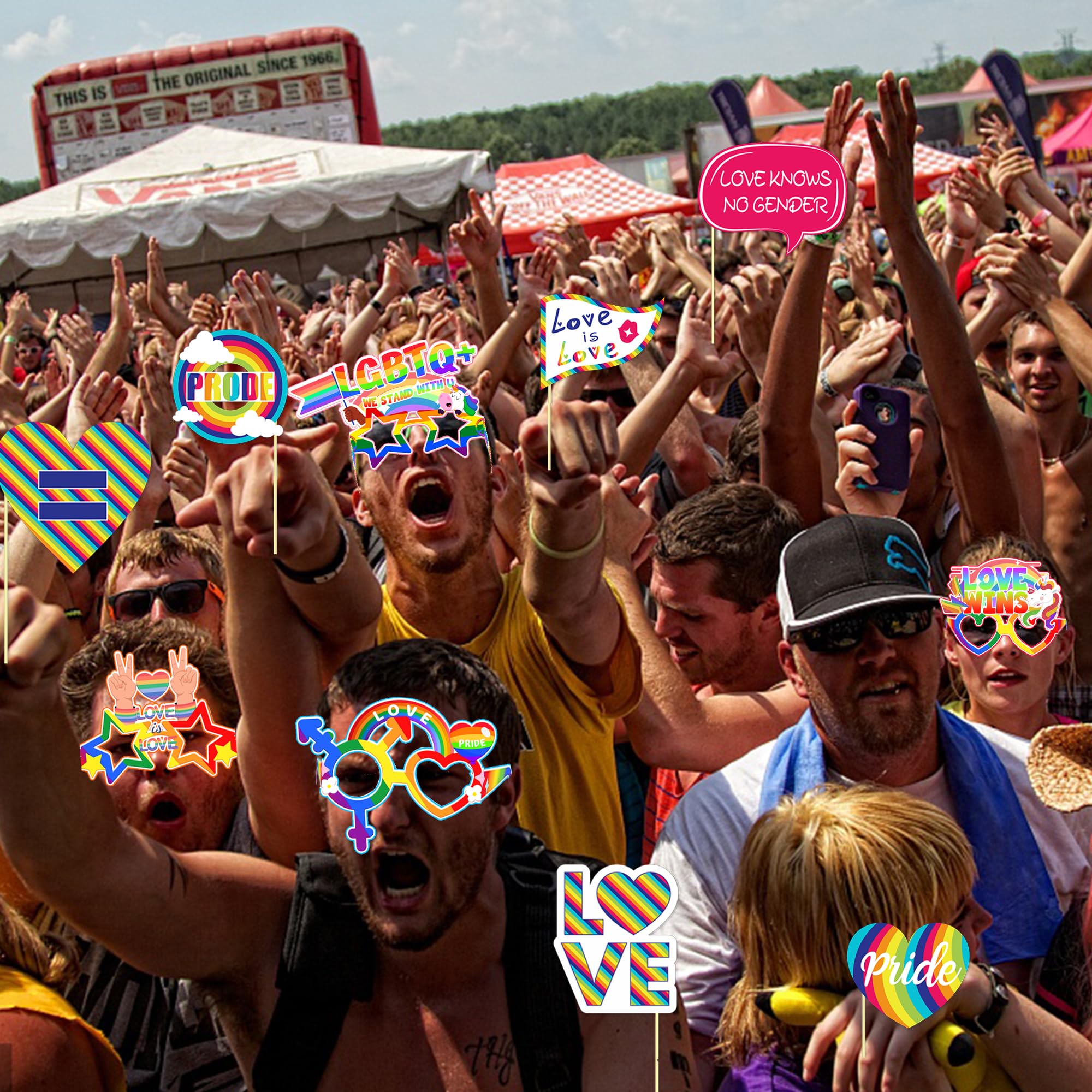 Bekecidi Lot De 20 Accessoires De Photomaton Arc-en-ciel Pour Fête De Gay Pride - Décorations De Fête D'anniversaire - Accessoires De Déguisement - Lunettes De Fête (20 Pièces