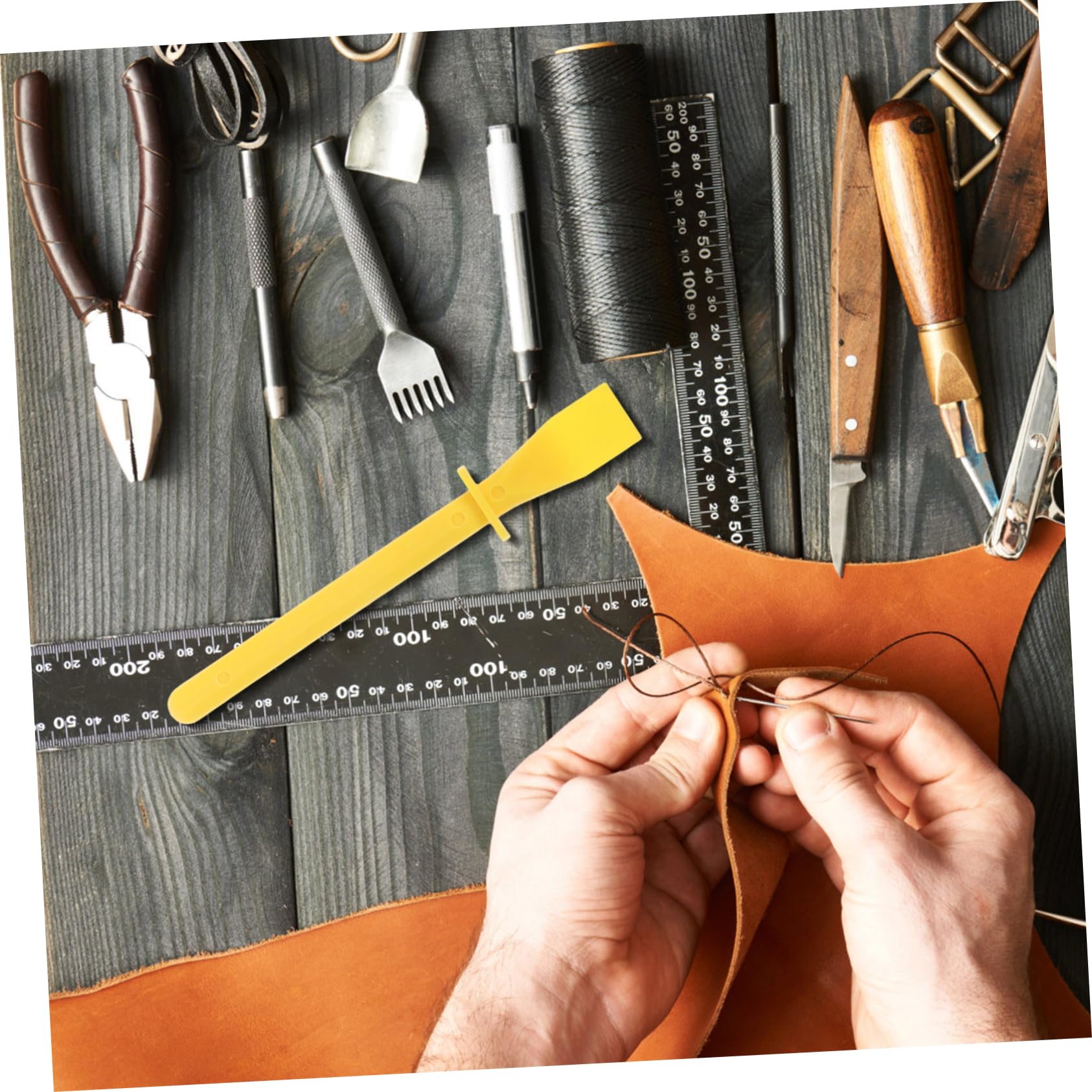 Uonlytech Applicatore di Colla in Plastica Flessibile per Pelle 5 Pezzi, Spatola per Incollaggio Uniforme, Accessorio DIY per Progetti Artigianali e Prodotti in Pelle