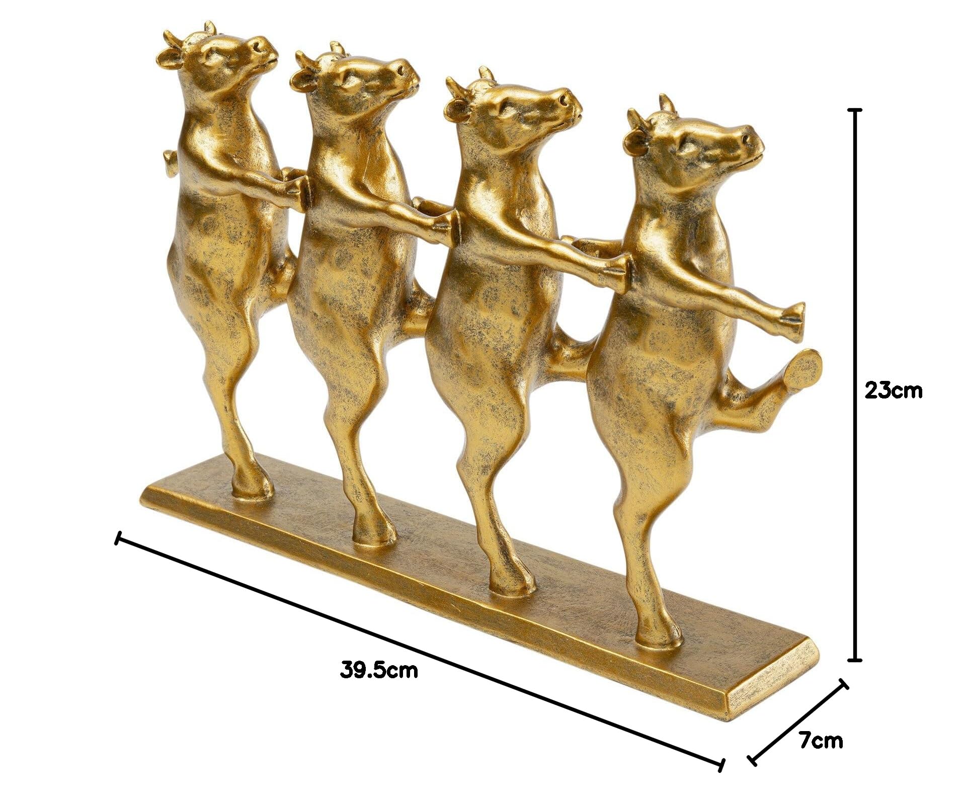 KARE Design figura decorativa Dancing Cows, oro, mucche danzanti, decorazione casa di campagna/festa/party, amanti animali, 23x40x7cm