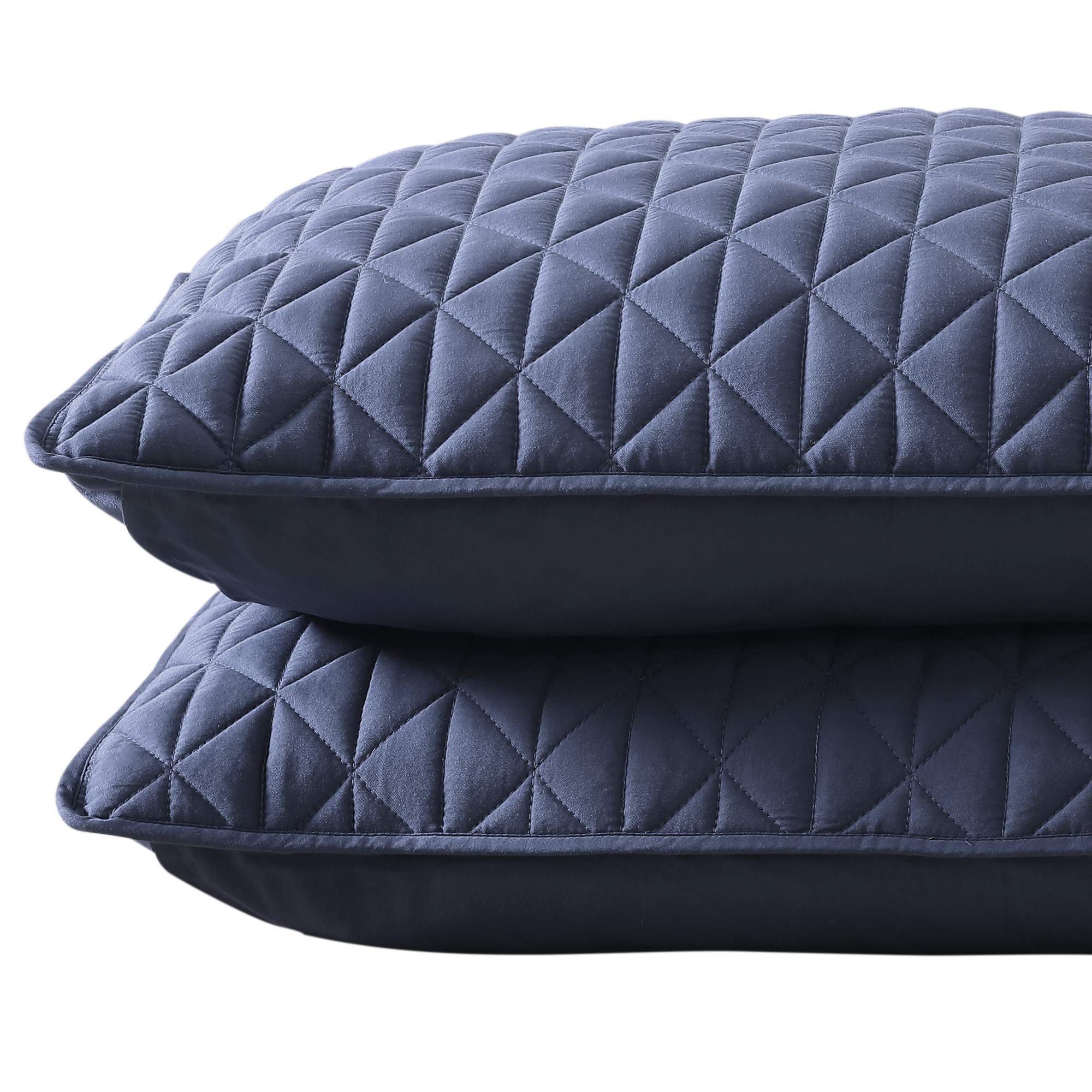 Valeron Palermo Tencel Modal-Performance, Cooling, Silky Soft-Solid Diamond Stitched Quilted Sham Set, King, Navy
