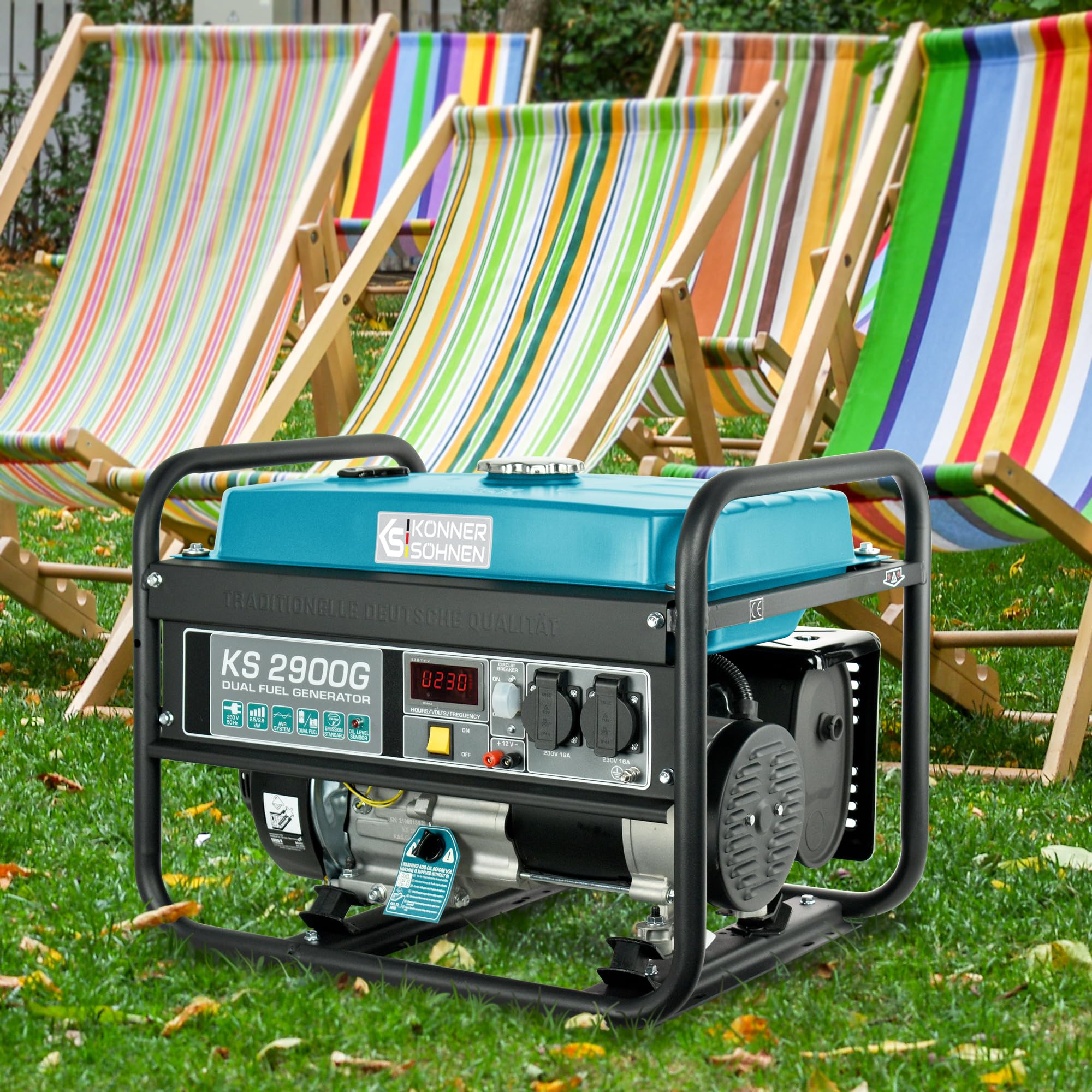 Generatore ibrido a benzina e gas KS 2900G Serie DUAL FUEL potenza massima 2900W, regolatore automatico di tensione (AVR), indicatore livello olio basso, protezione sovraccarico e cortocircuito…
