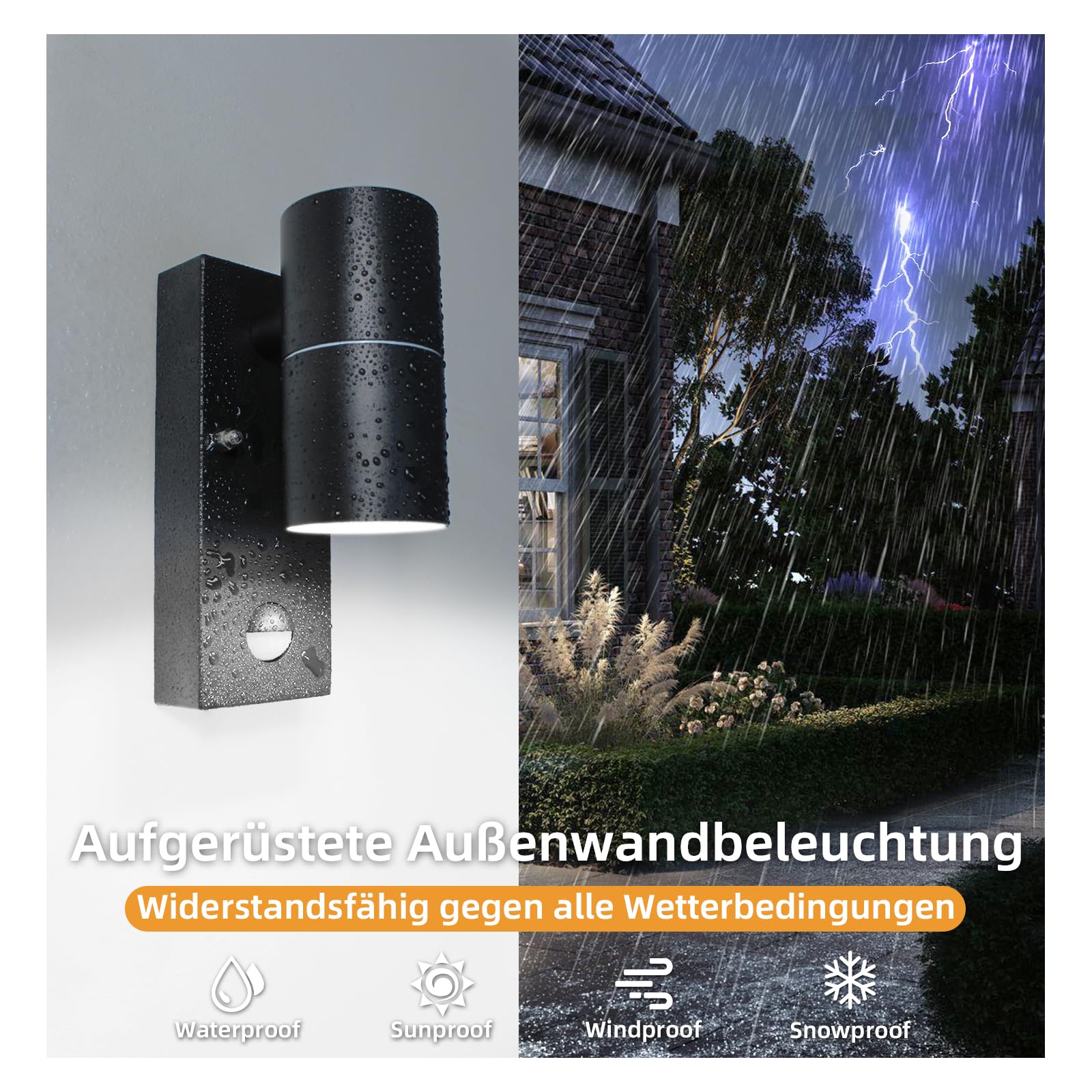Led-Buitenlamp vierkant zwart Up en Downlight IP44