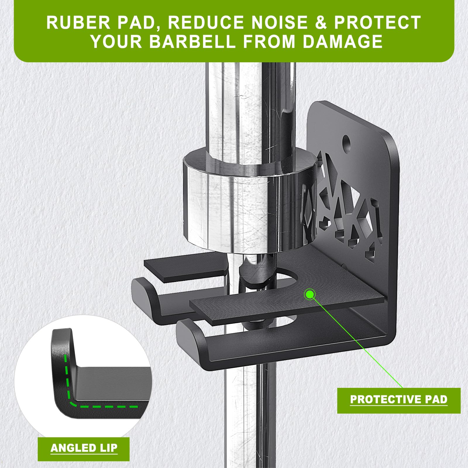 Kipika Supporto versatile per bilanciere da parete con ganci per bilancieri, può contenere barre di dimensioni inferiori a 33 mm e accessori per il fitness, salvaspazio, organizzazione della palestra