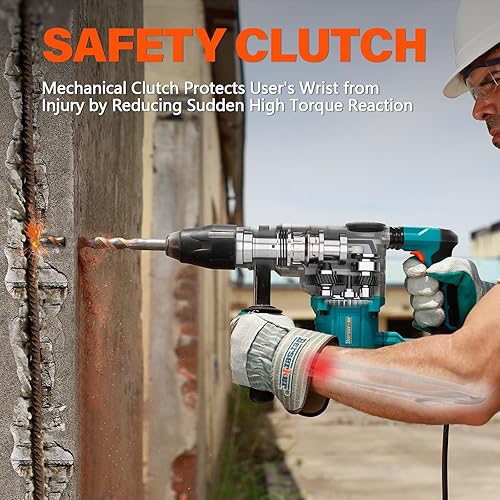 Miniatura 6 de Berserker 1-9/16" SDS-Max Heavy Duty Rotary Hammer Drill with Vibration Control,Safety Clutch,13 Amp 3 Functions Demolition Rotomartillo for