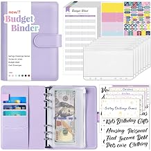 Sooez Budget Binder with Money Saving Challenge, Money Saving Binder with Cash Envelopes, Expense Sheets, Challenge Tracker &amp; Category Labels, Envelope Savings Challenges Book for Home Office School