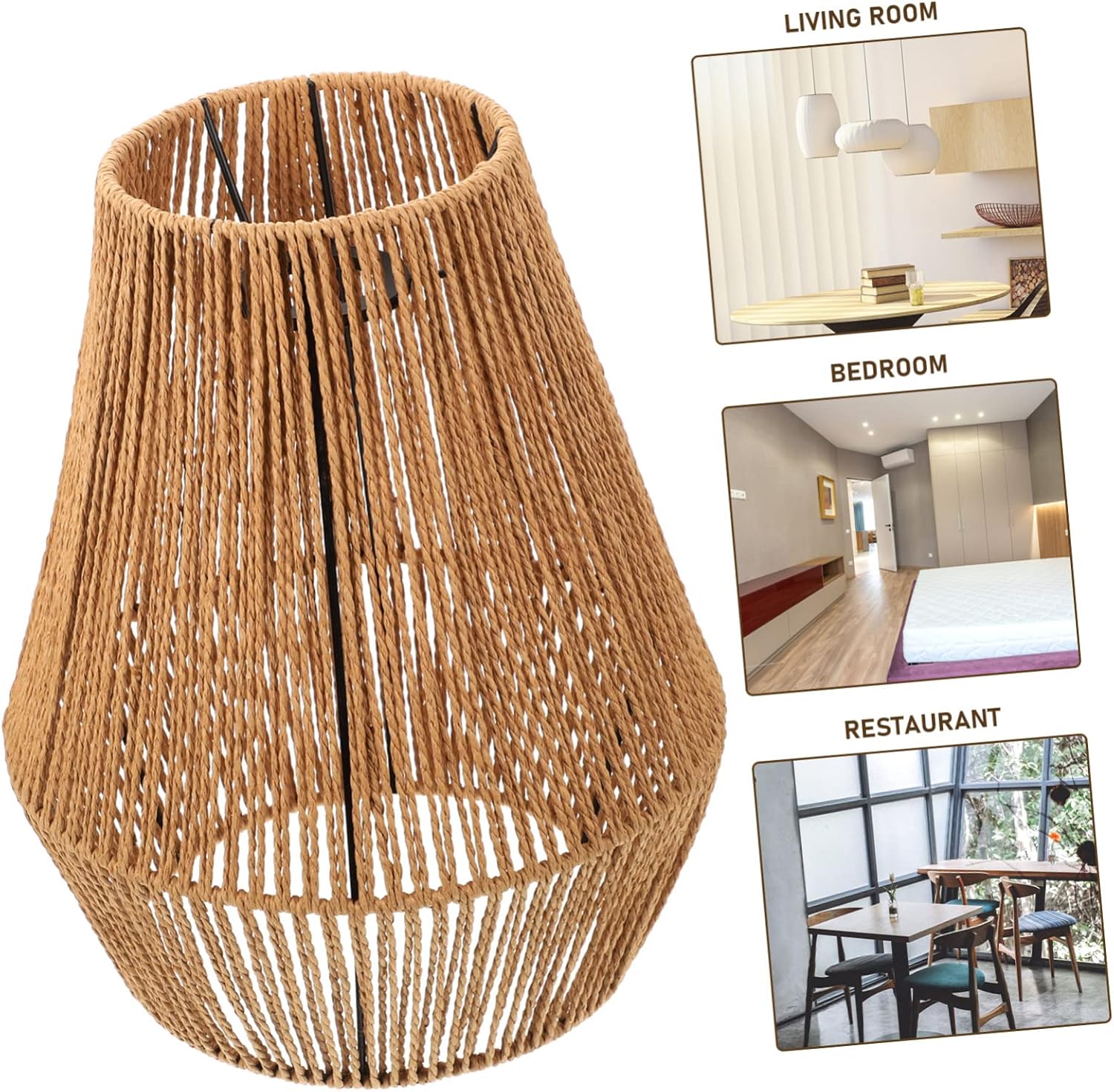 Woven Light Fixture Vintage Lamp Shade for Bedroom Rustic Ceiling Light Cover Boho Decor Handmade Weaving Design for Chandelier Wall Lamps Home Decoration
