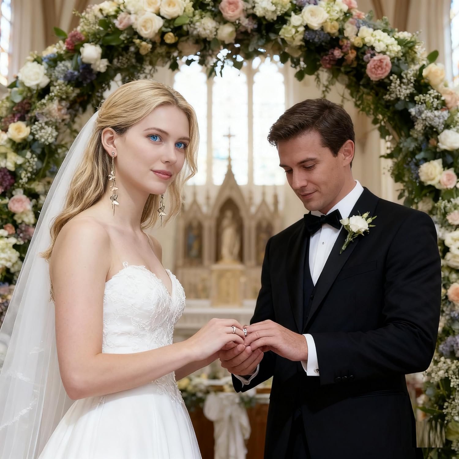 Kruckel Golden Butterflies Long Drop Dangling Earrings | Cute Sparkly Stud Dangles, Lightweight Jewelry for Women | Easy Wear Fashion Design Accesory Packed with Durable Jewelry Box (Butterfly) - Image 9