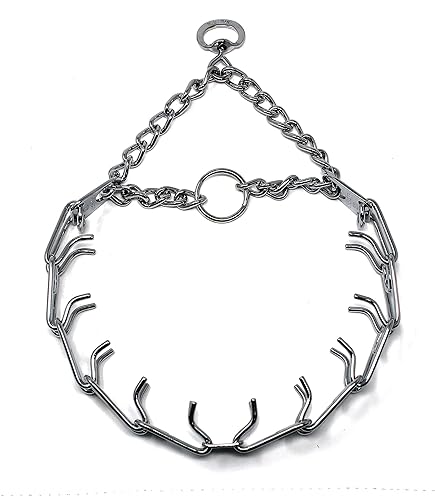 Herm Sprenger Prong Dog Training Collar, 22in x 3.0mm (Neck Size up to 18in) Medium, Ultra-Plus Chrome Plated Steel Pet Pinch Anti Pull Collar for Dogs Made in Germany