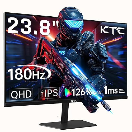 KTC 24 Inch 180Hz Gaming Monitor, 2K QHD Fast IPS PC Gaming Monitor, 1440p 1ms Computer Monitor 144Hz, G-Sync and FreeSync Compatibility, HDR Support, HDMI Displayport, VESA, Q24T09 - 23.8 inch - Q24T09 - BLACK