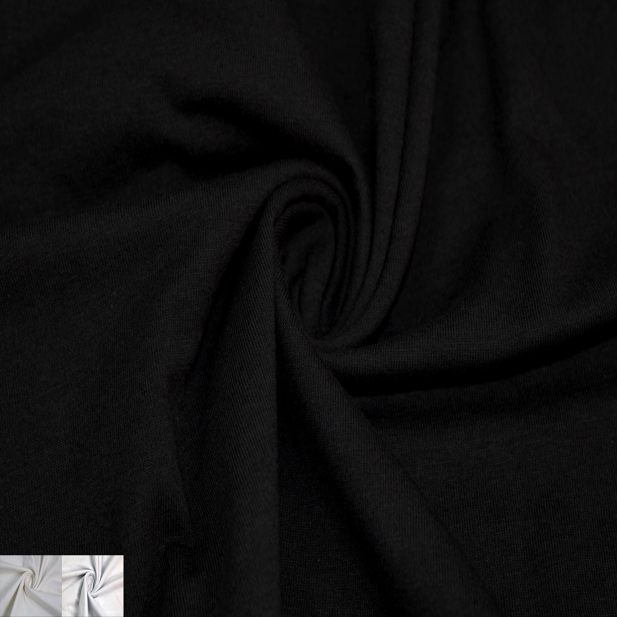 Stylish FABRIC Tejido de punto elástico de licra de algodón peinado de 7 onzas, color negro, 10 yardas