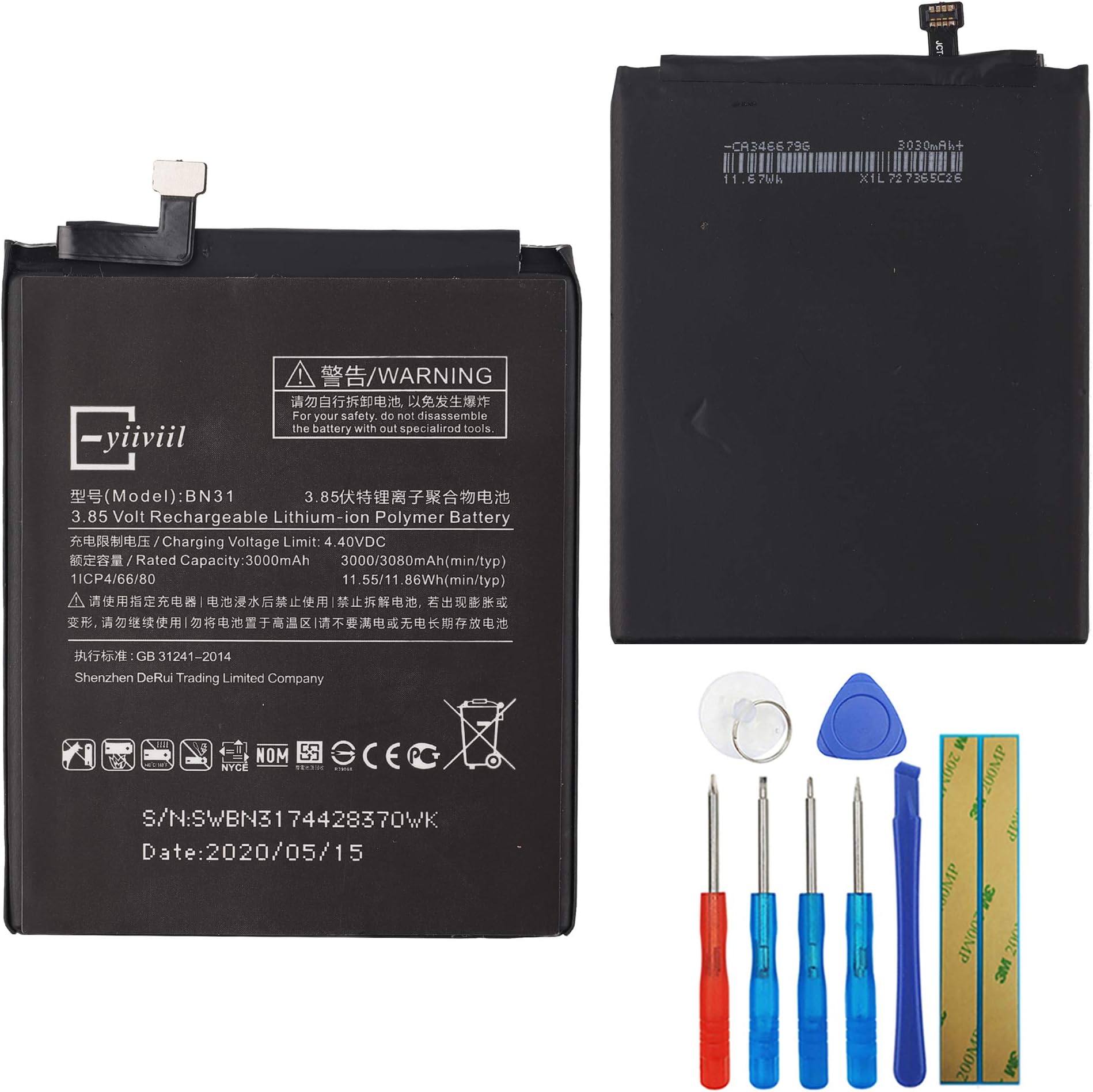 New Replacement Battery BN31 Compatible with Xiaomi Mi A1 (Mi 5X) with Tools