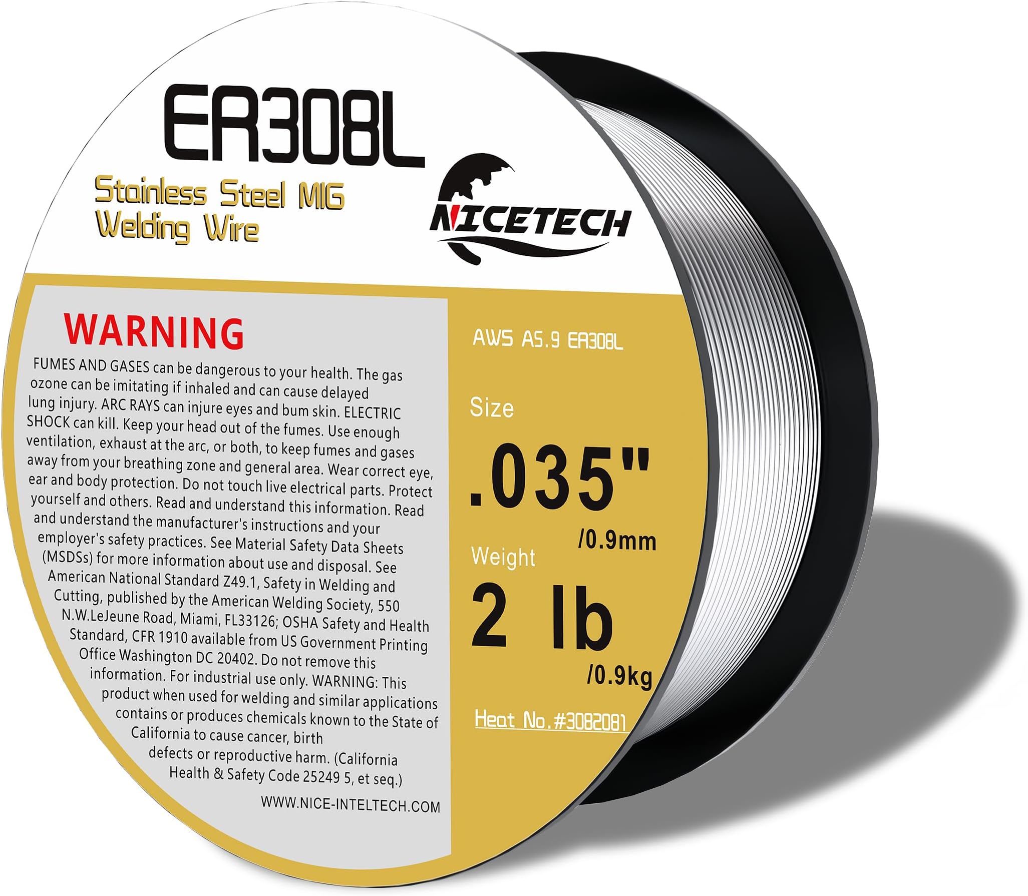 ER308L Stainless Steel MIG Welding Wire .035-Diameter, 2 Pounds Spool, Silver, Package of 1