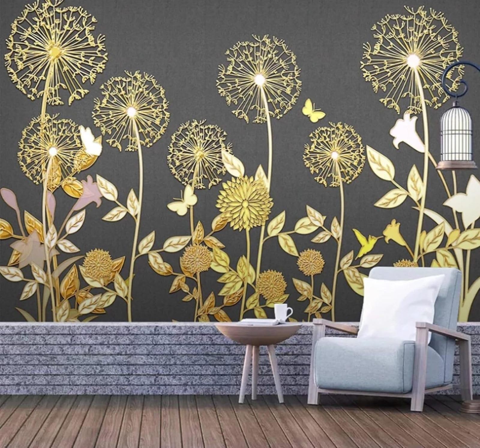 XLMING Luxury Gold Embossed Plants Flowers 3D Wallpaper Luxury Home Dining Decor Paste Sofa Living Room The Wall for Bedroom Mural-300cm×210cm