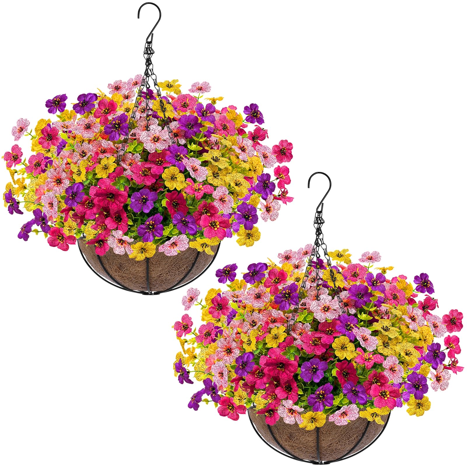 Grandeal 2 Sets Artificial Hanging Plants Flowers Basket