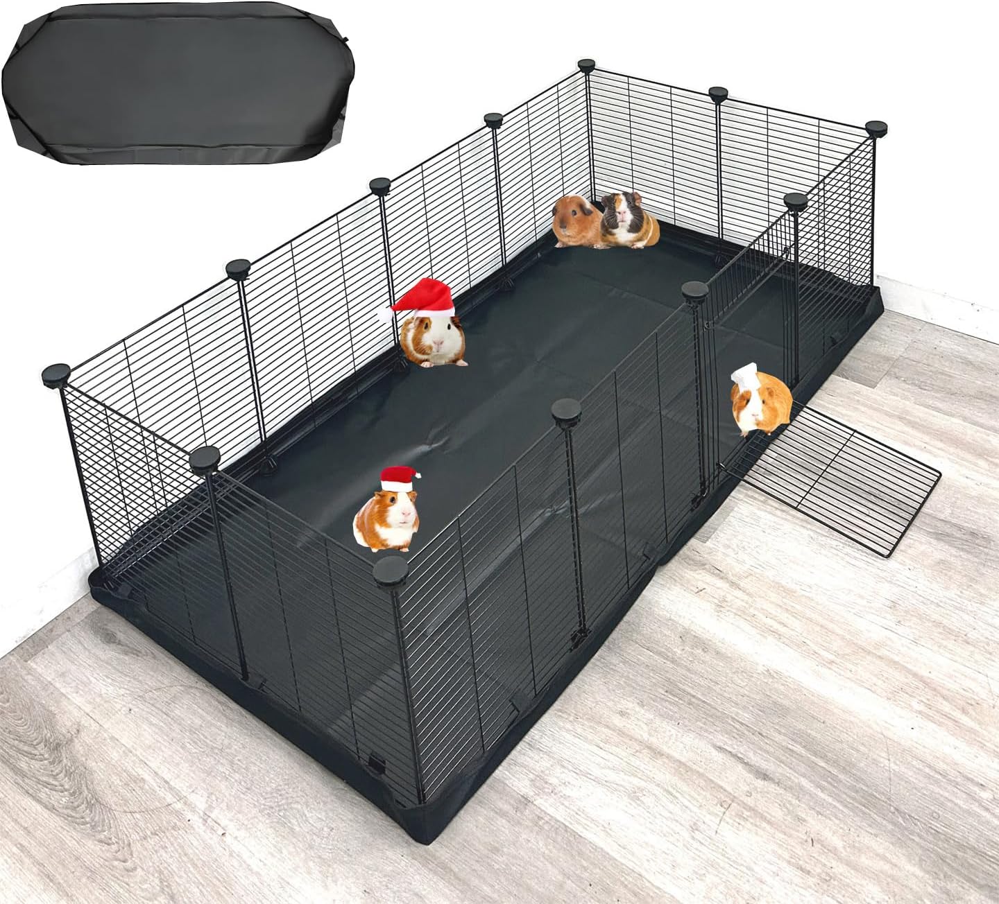48" Extra Large Guinea Pig Habitat Hamsters Critters Turtles Enclosure with Center Divider Access Door Mouse Mice Playpen with Bottom Canvas