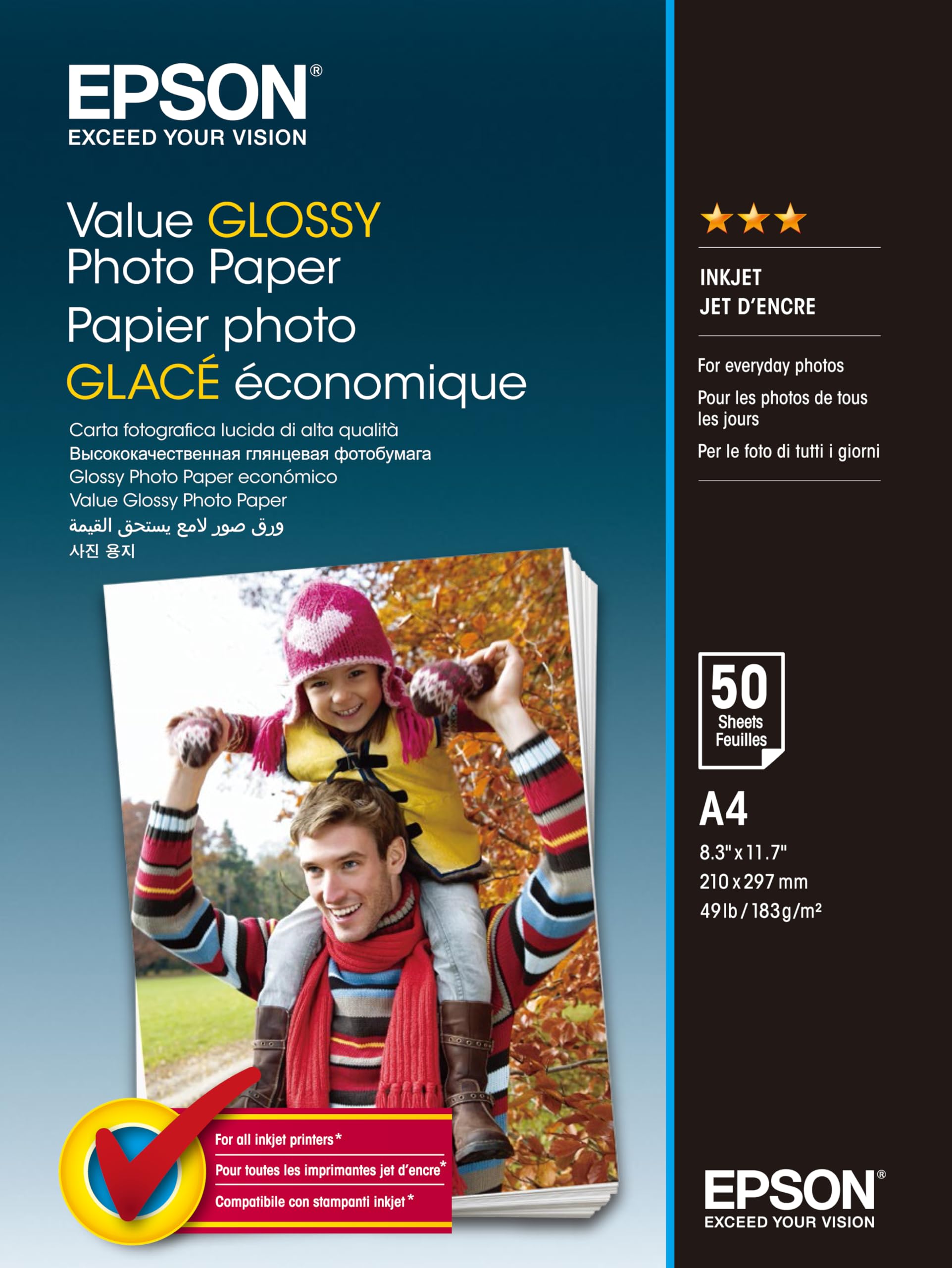 EpsonValue | Glossy Photo Paper A4 | 50 Sheet | 183gsm - C13S400036
