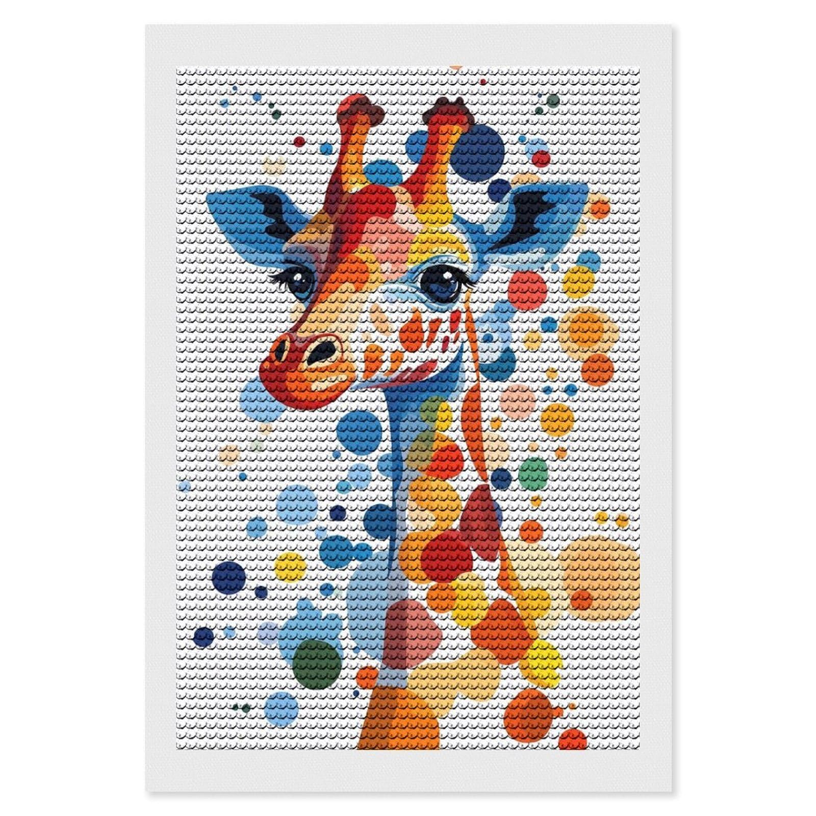 Junmoney Colorful Giraffe Portrait(9) Diamond Painting Canvas Set 8"x12", for Women, Mindful Craft Activity, Cosy Home Accent, Festive Craft Gift