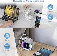 Vista 6 de Tessan Enchufe múltiple torre para sobretensión, 900 J, cable plano, 5 ft, 8 tomacorrientes CA, 3 USB (1 puerto USB C), estación carga de escritorio